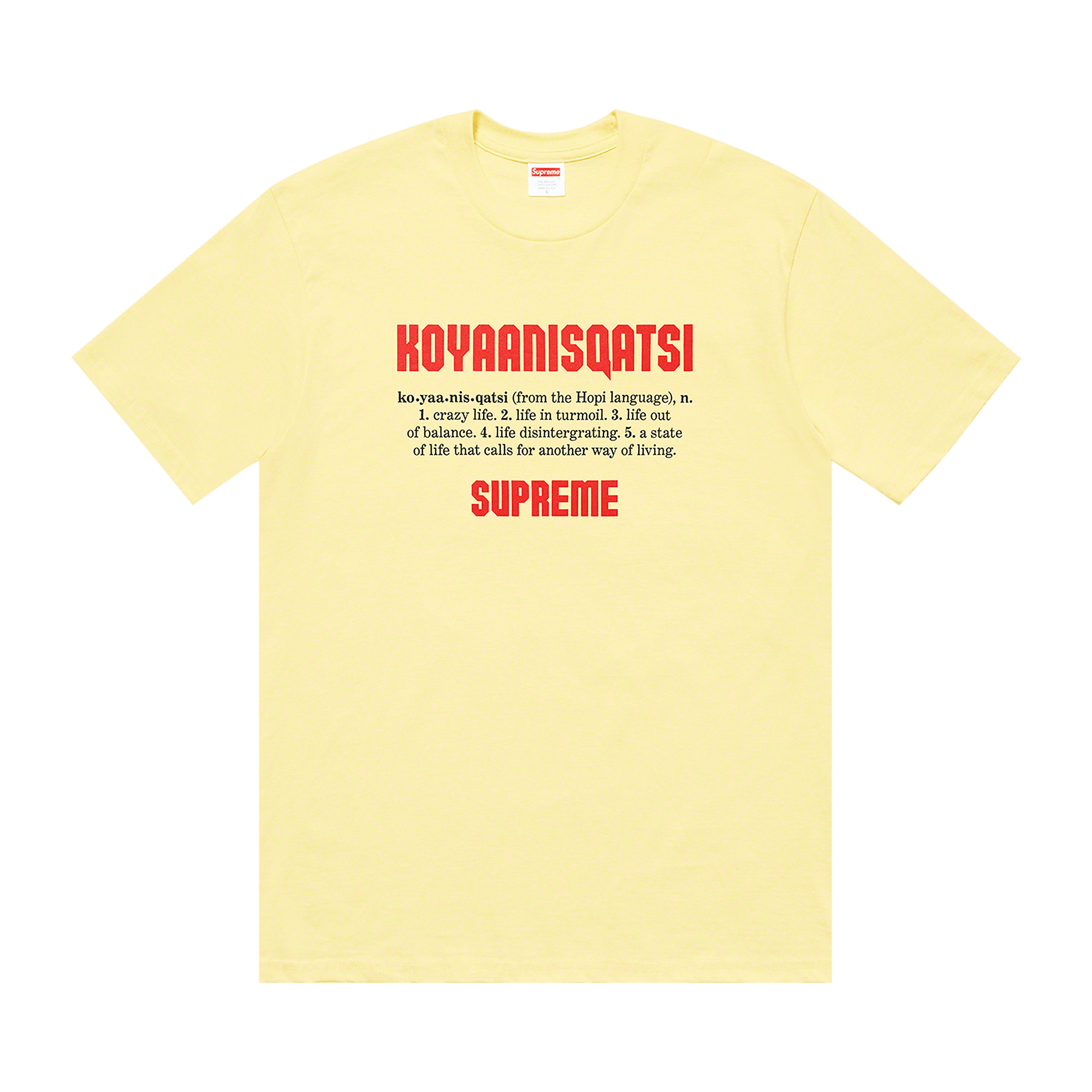 Supreme Koyaanisqatsi Tee 'Pale Yellow'
