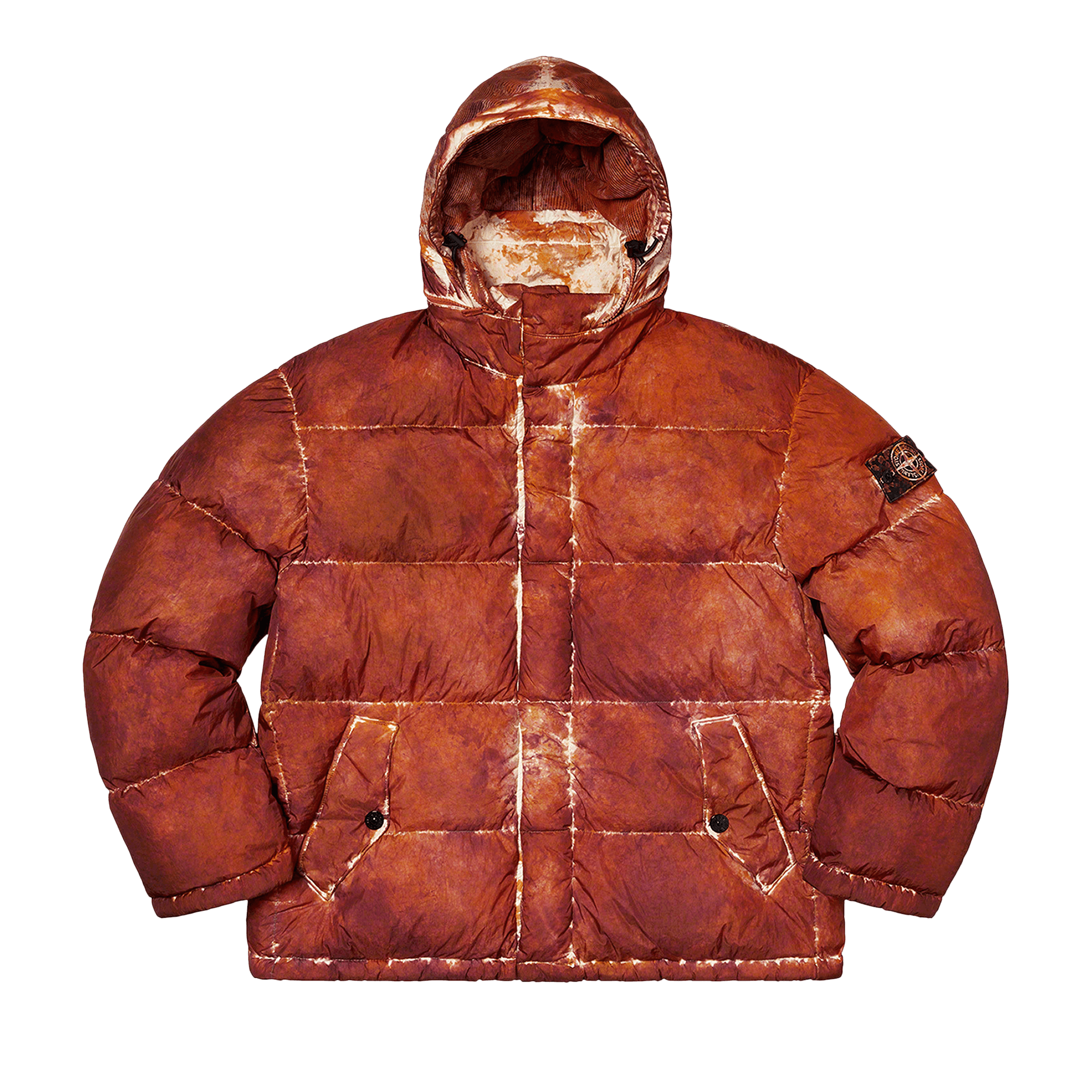 Supreme x Stone Island Painted Camo Crinkle Down Jacket 'Coral'