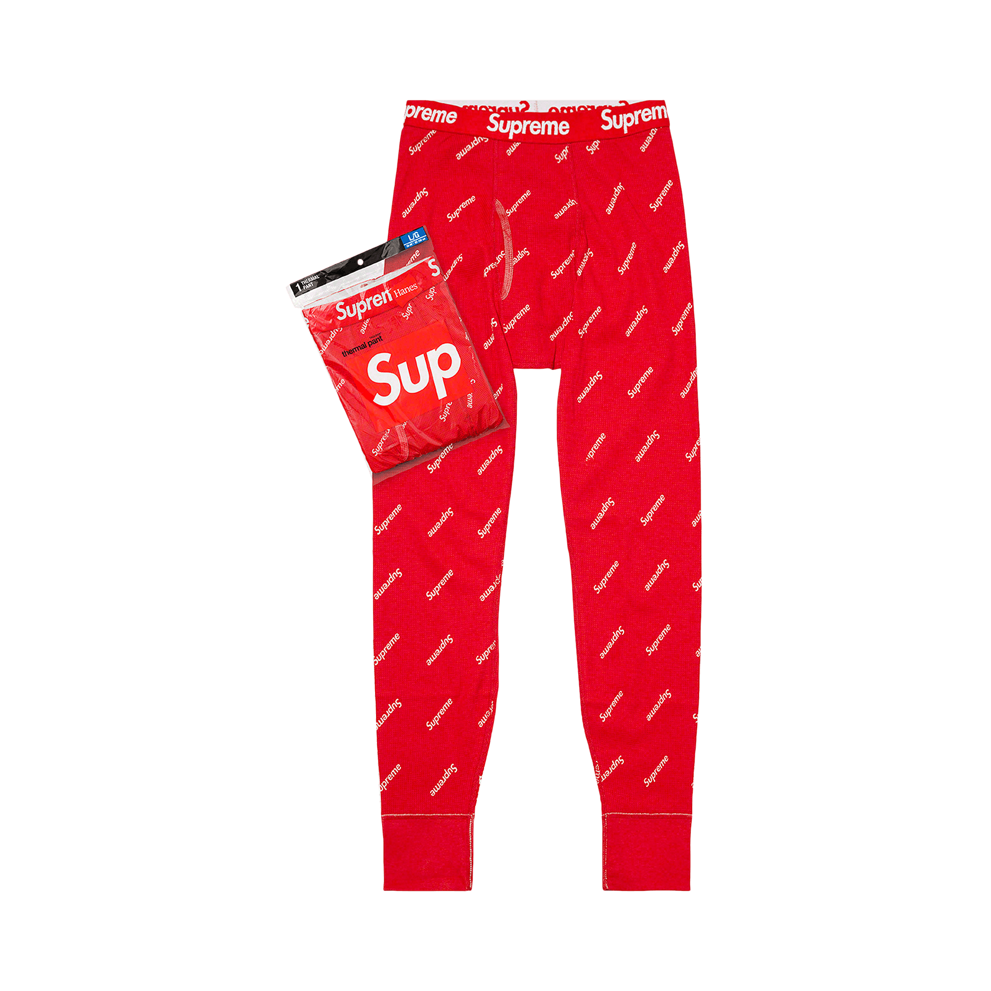 Supreme x Hanes Thermal Pant (1 Pack) 'Red Logos'