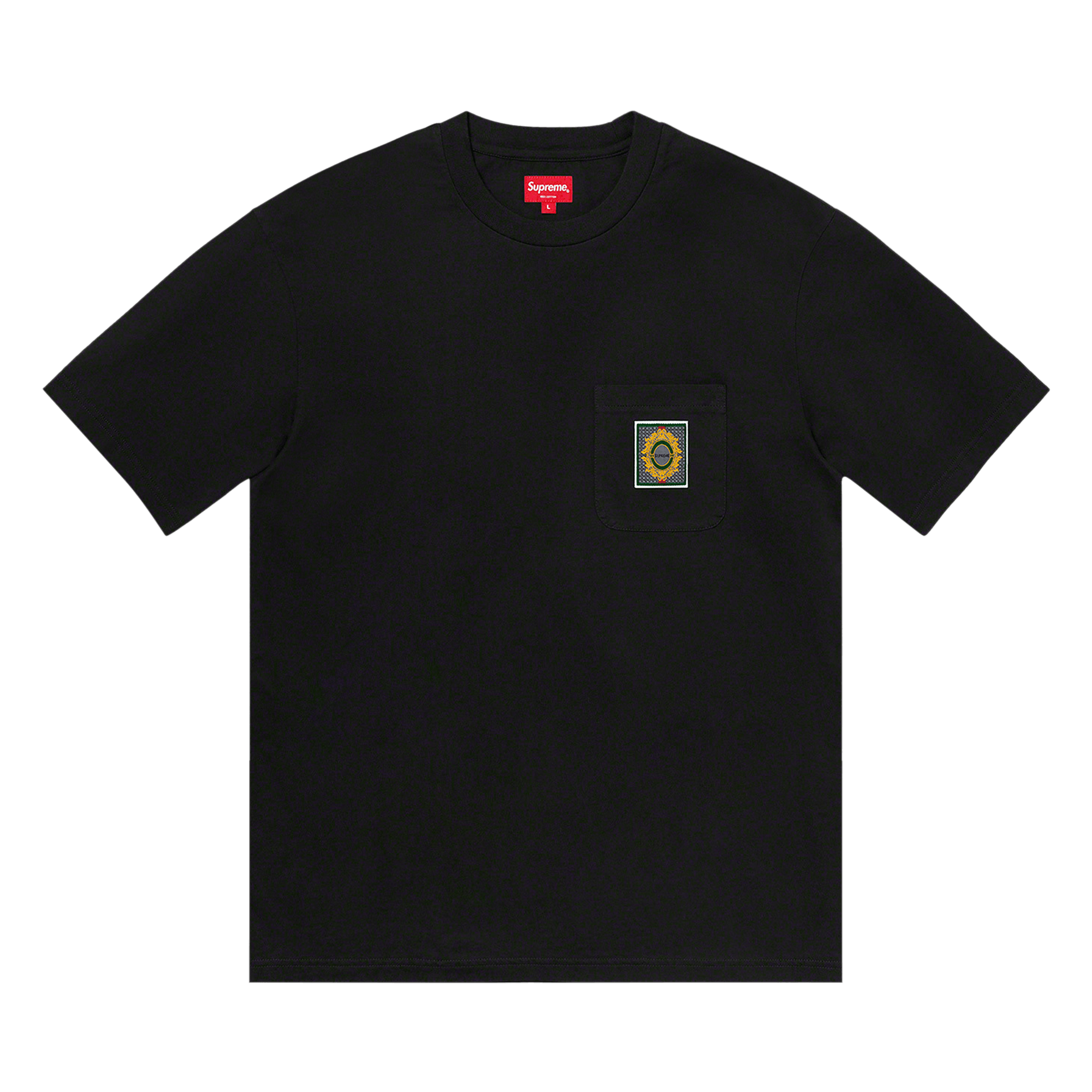 Supreme Crest Label Pocket Tee 'Black'