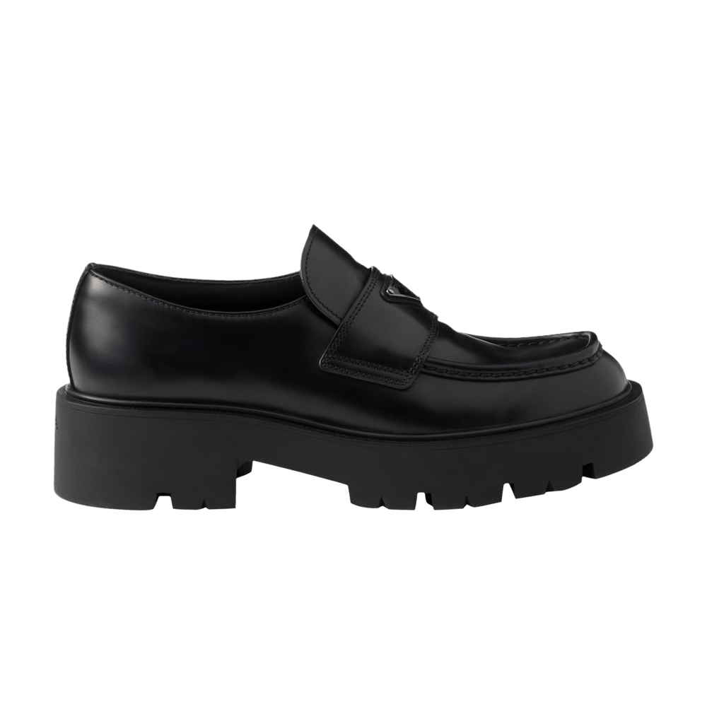 Prada Brushed Leather Chunky Loafer 'Black'