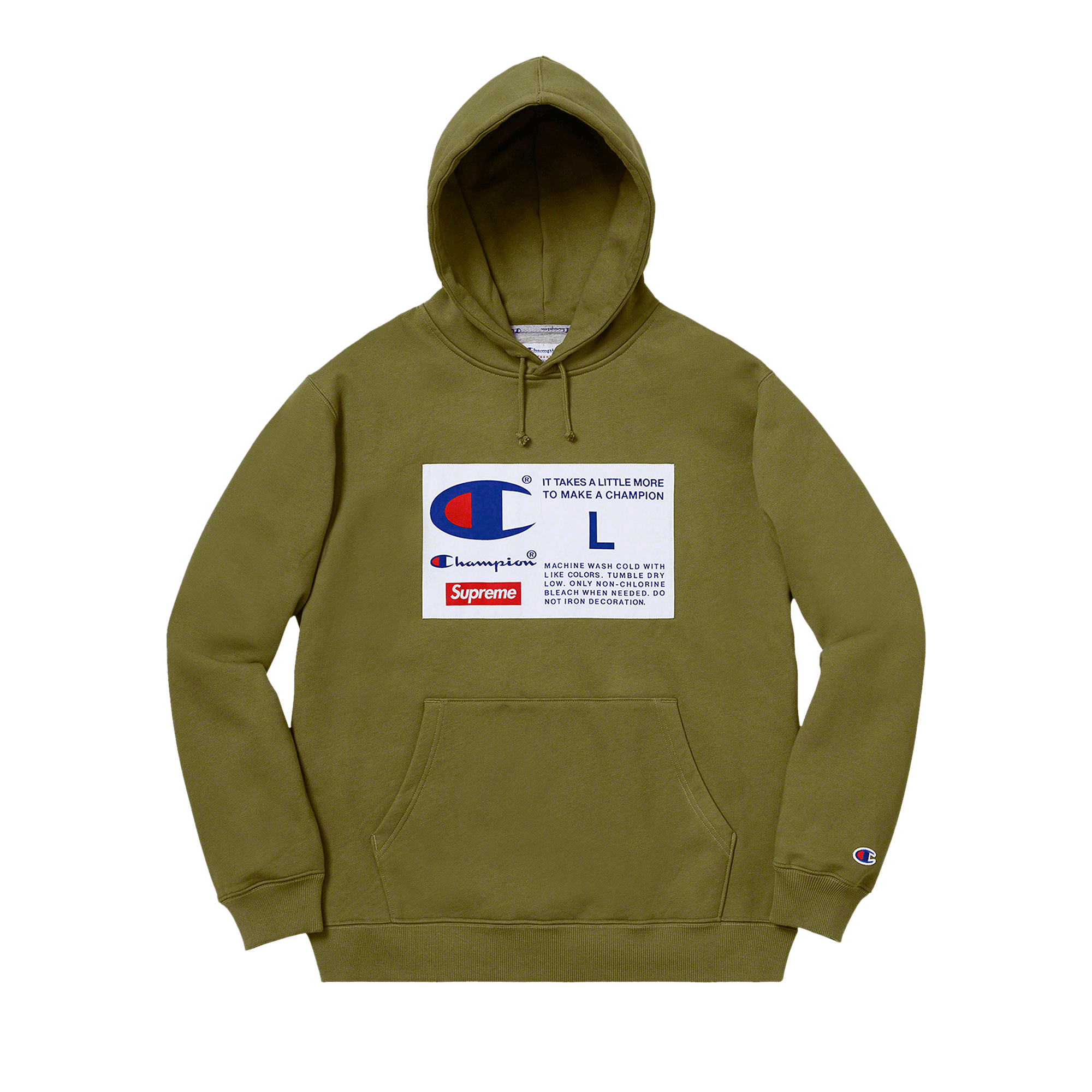 Supreme x Champion Label Hooded Sweatshirt 'Olive'