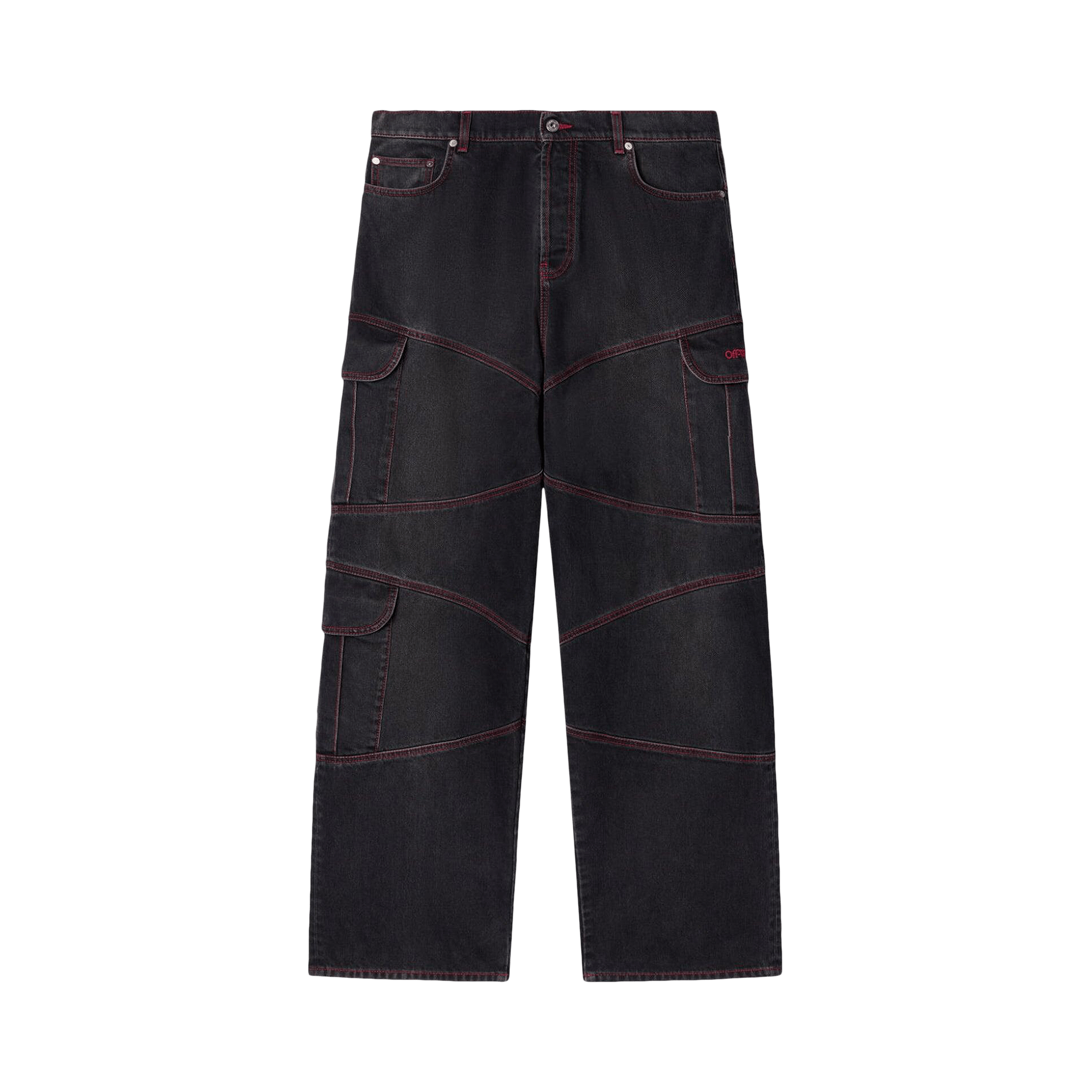 Off-White Script Samurai Straight Jeans 'Vintage Black/Red'