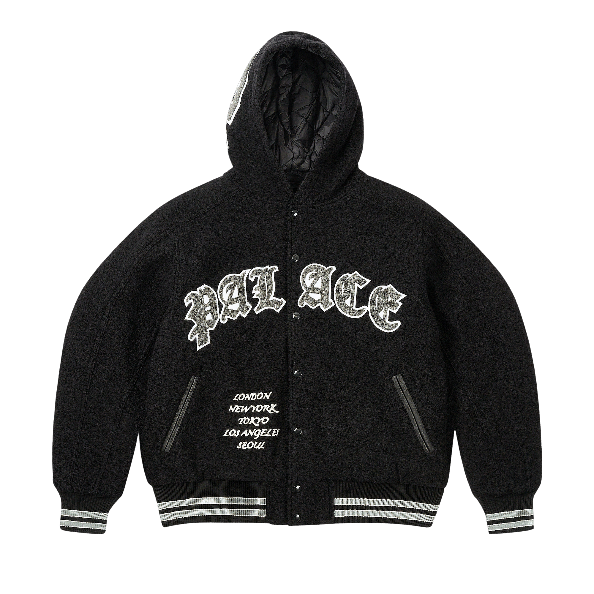 Palace Hooded Varsity Jacket 'Black'