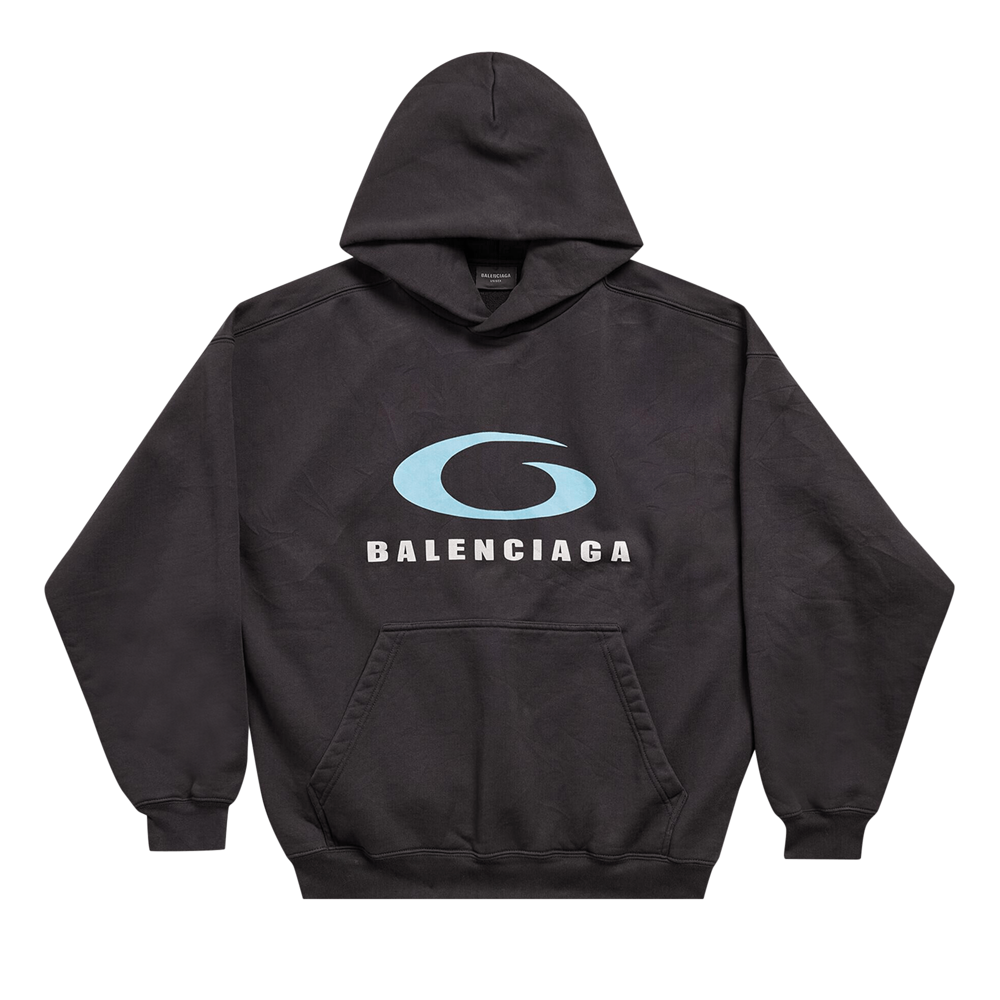 Balenciaga Medium Fit Hoodie 'Washed Black/Blue'