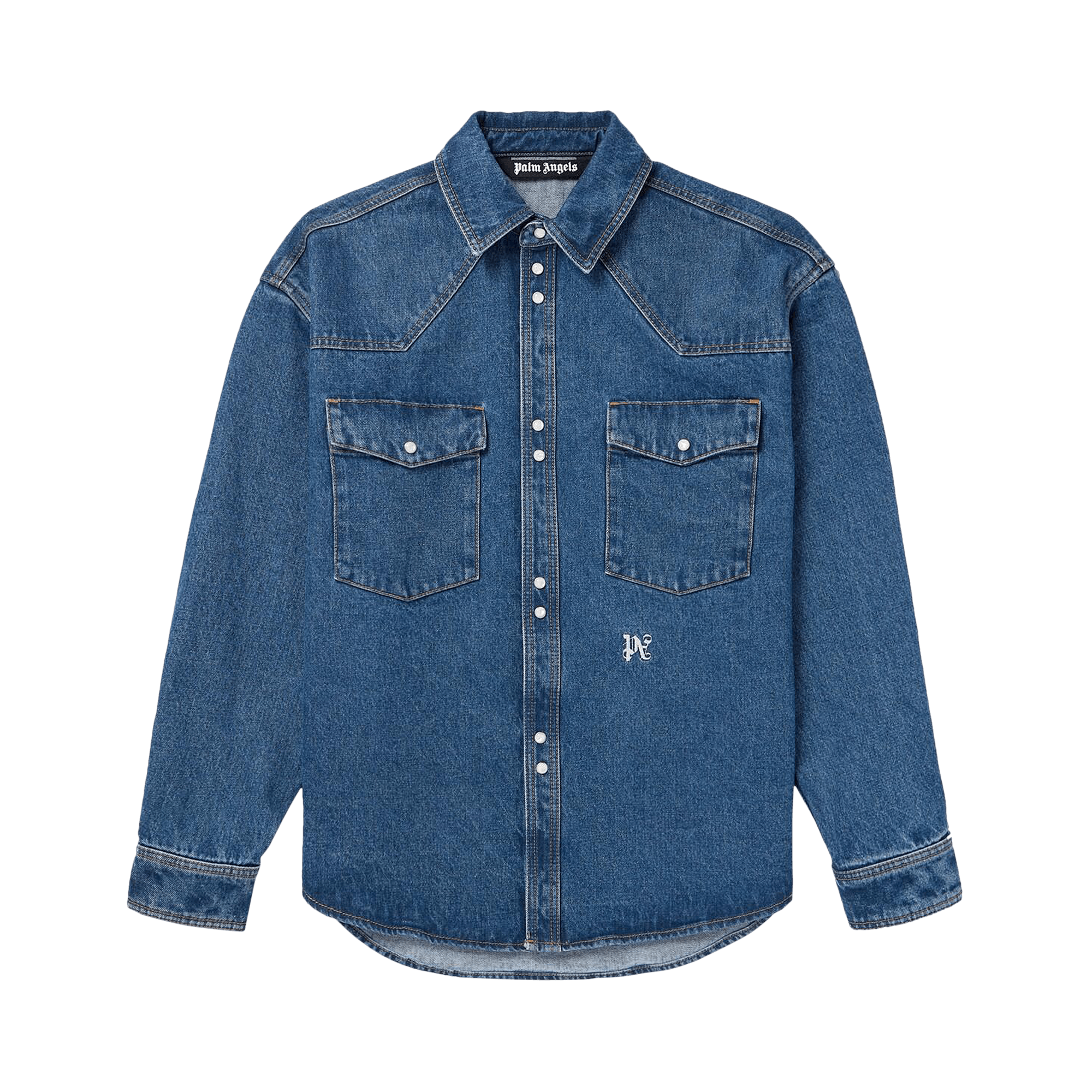 Palm Angels Monogram Denim Shirt 'Light Blue/White'