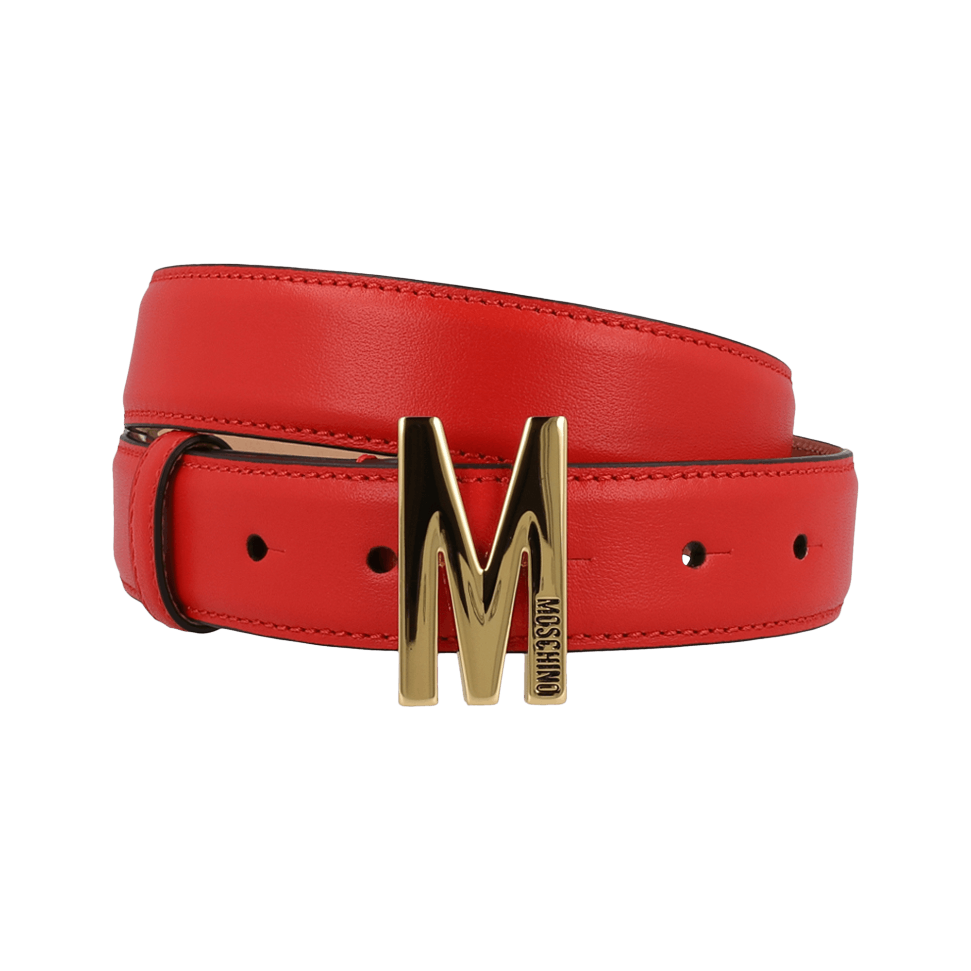 Moschino Red Leather Belt with Gold M Logo Buckle Moschino Belt | La Glam Consignment Boutique main image 3