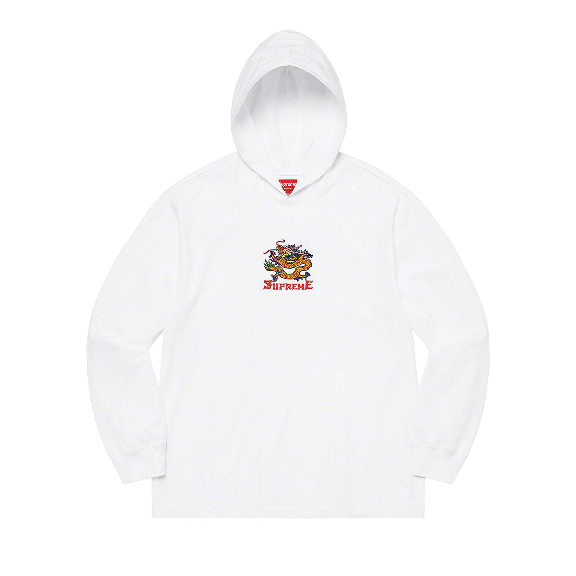 Supreme Dragon Hooded Long-Sleeve Top 'White'