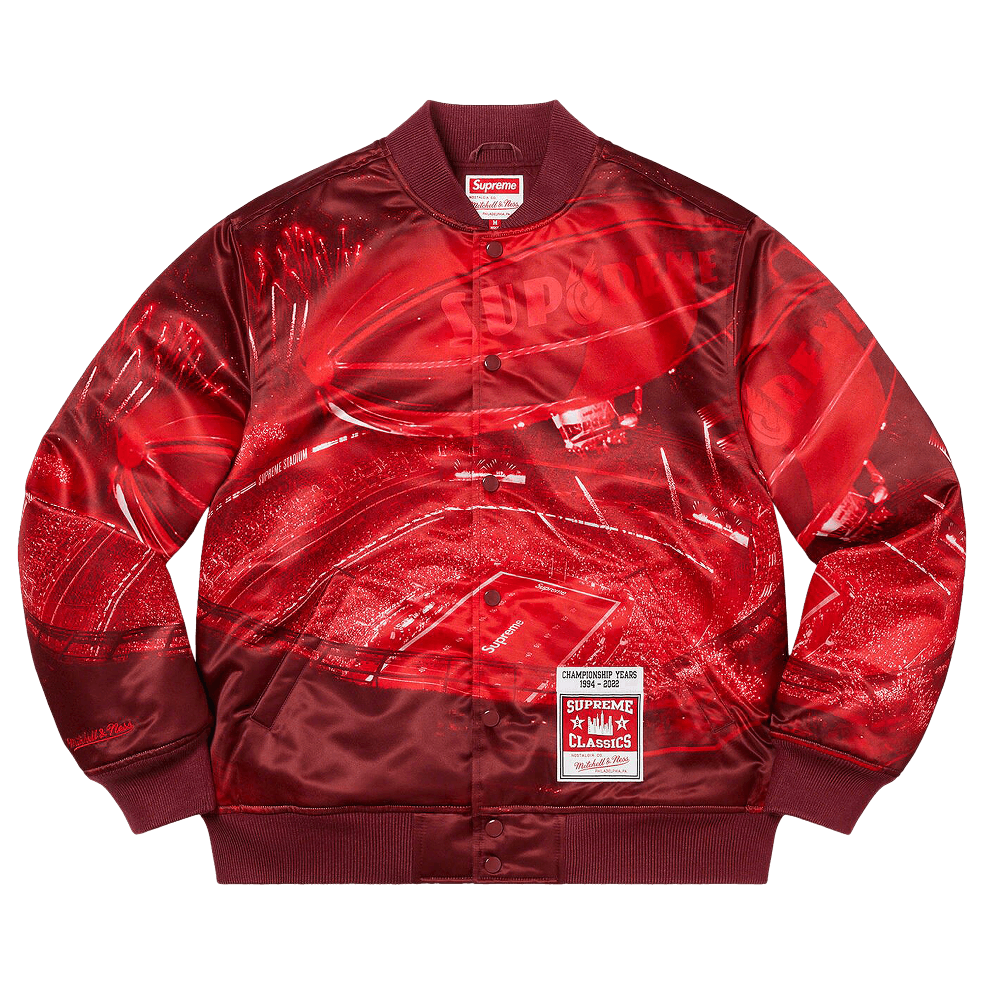 Supreme x Mitchell & Ness Stadium Satin Varsity Jacket 'Red'