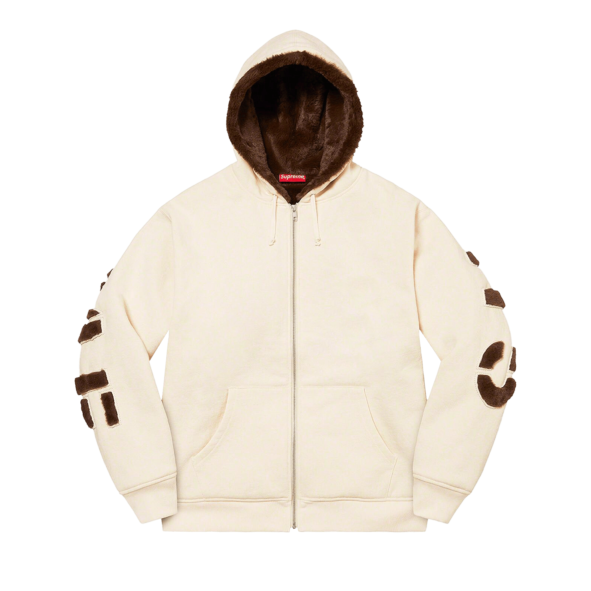 Supreme Faux Fur Lined Zip Up Hooded Sweatshirt 'Natural'