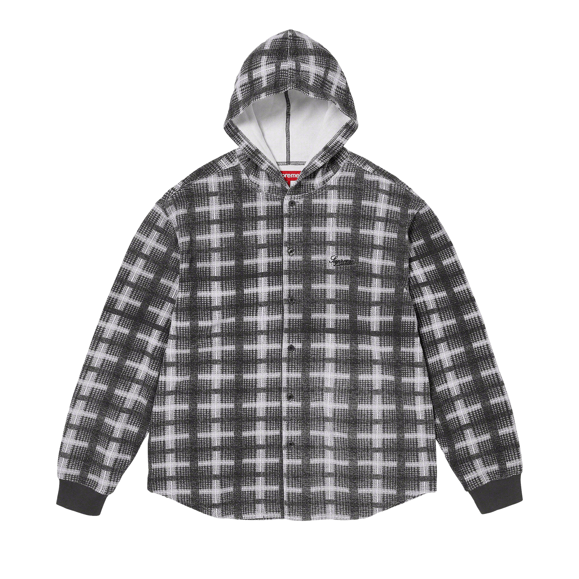 Supreme Hooded Plaid Knit Shirt 'Black'