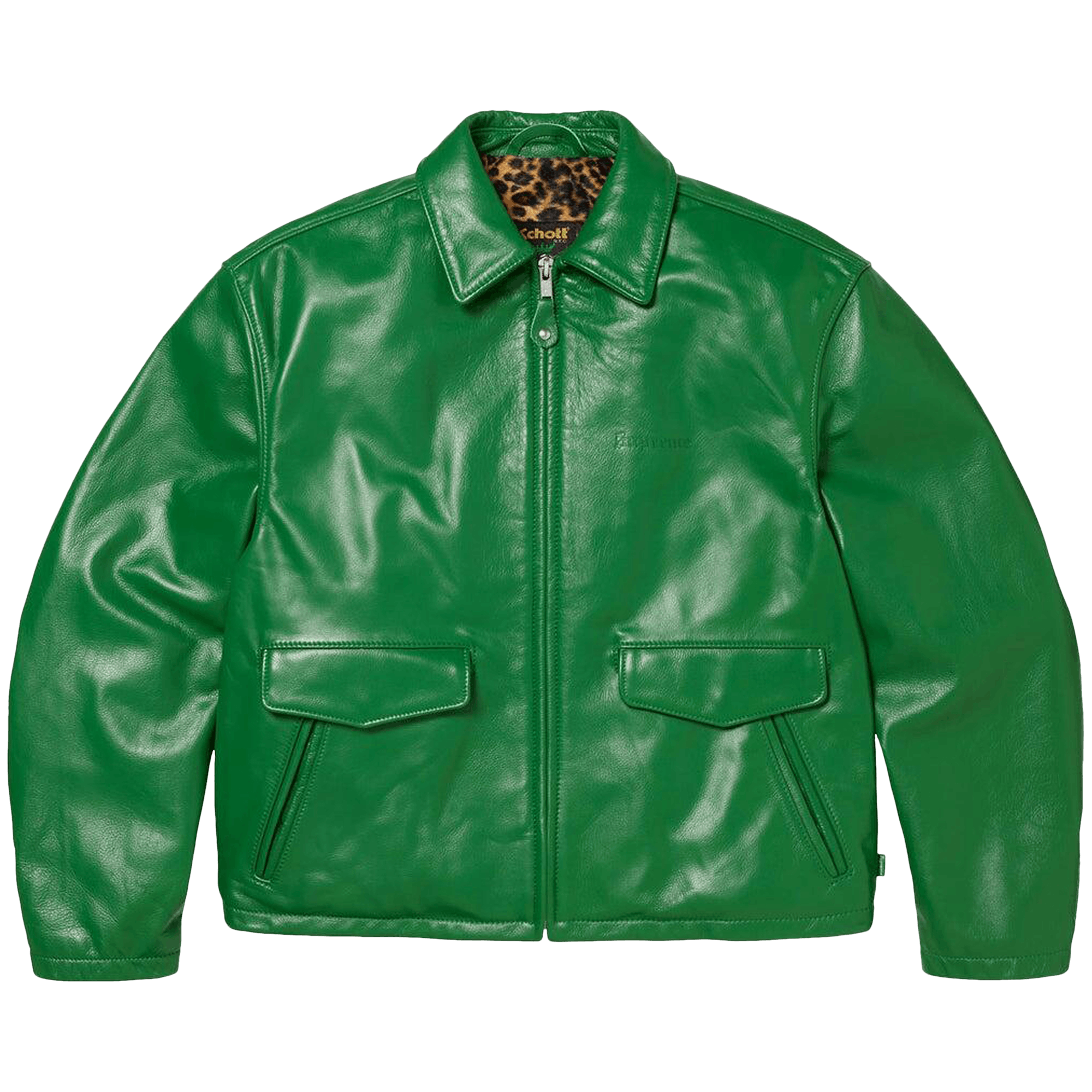 Supreme x Schott Leather Racer Jacket 'Green'