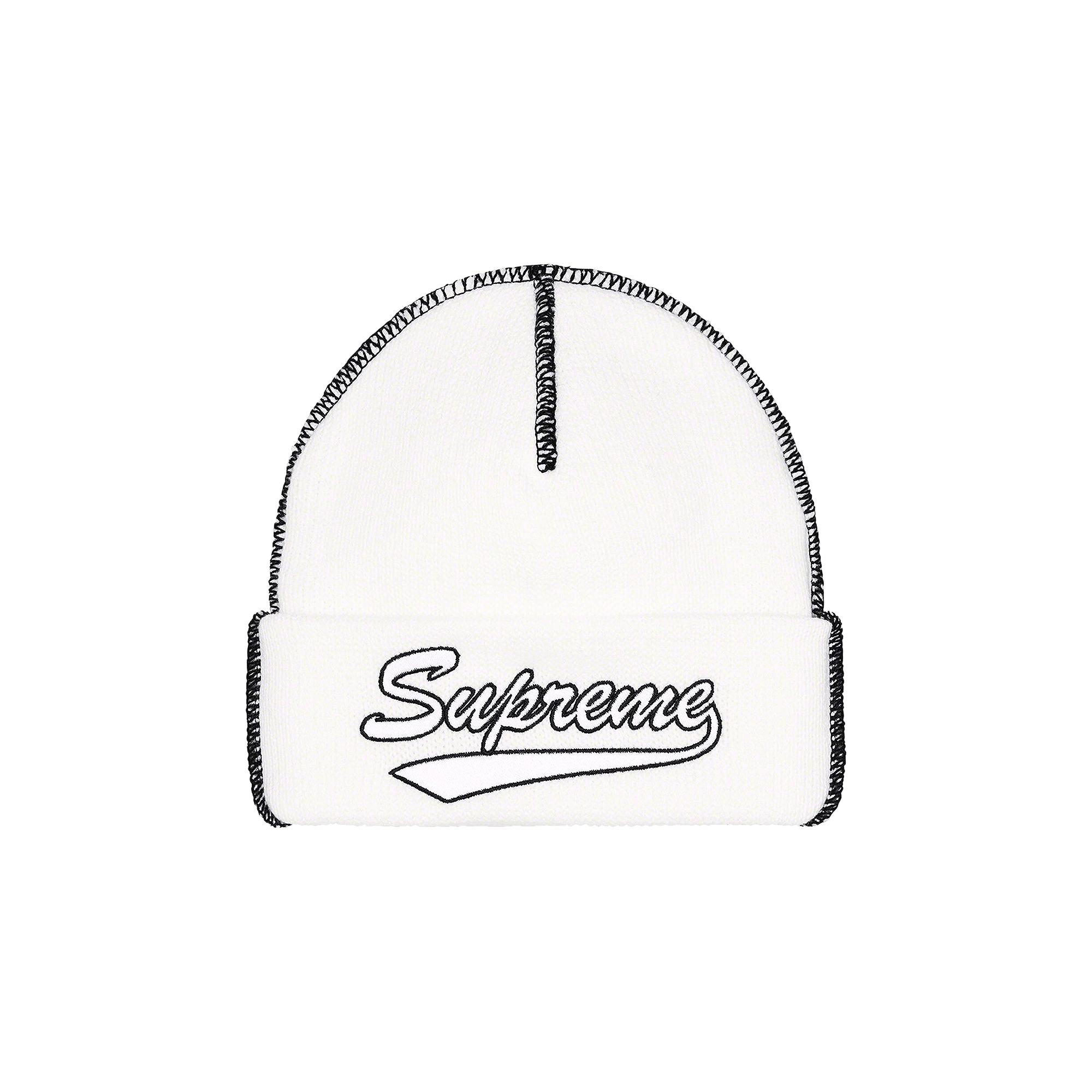 Supreme Contrast Stitch Beanie 'White'