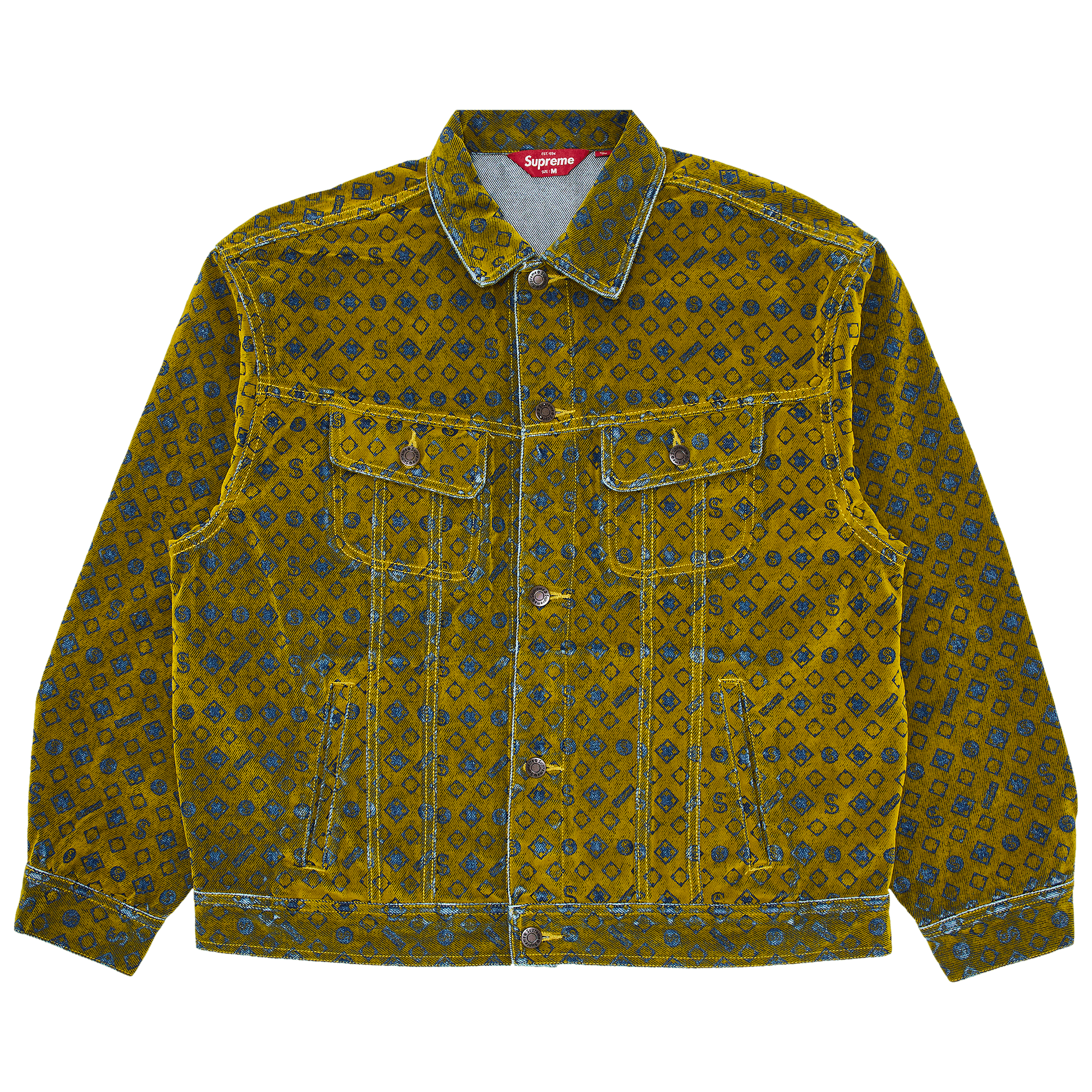 Supreme Flocked Denim Trucker Jacket 'Mustard'