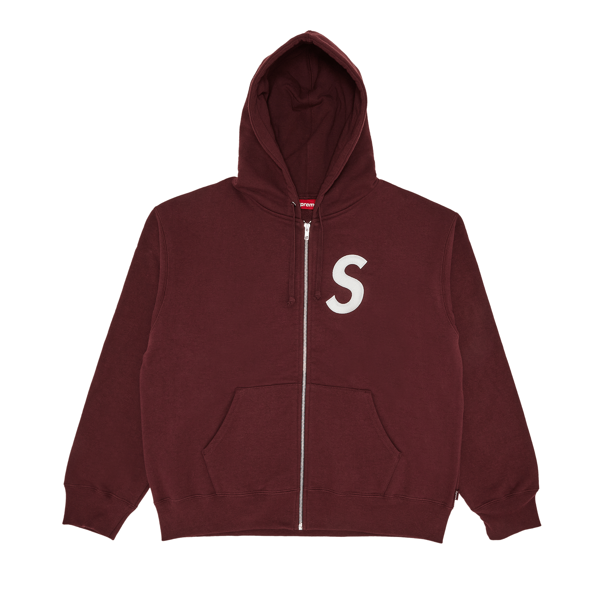 Supreme S Logo Zip Up Hooded Sweatshirt 'Maroon'