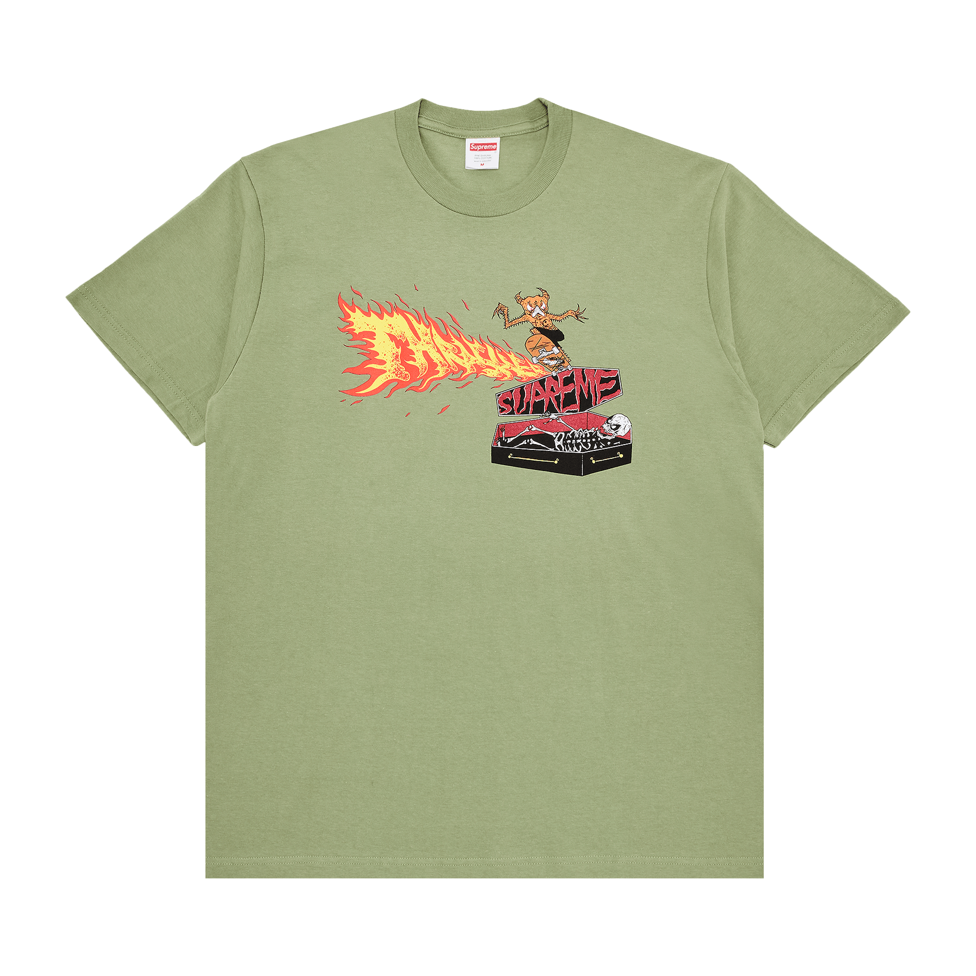 Supreme x Thrasher Back Tail Tee 'Light Olive'