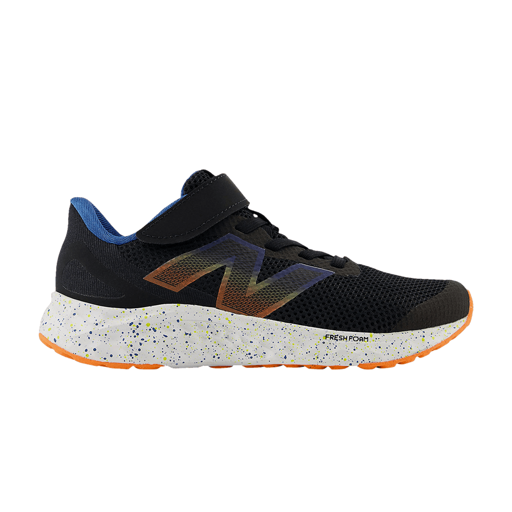 New Balance Fresh Foam Arishi v4 Bungee Lace Top Strap Little Kid 'Black Blue Blaze Orange'