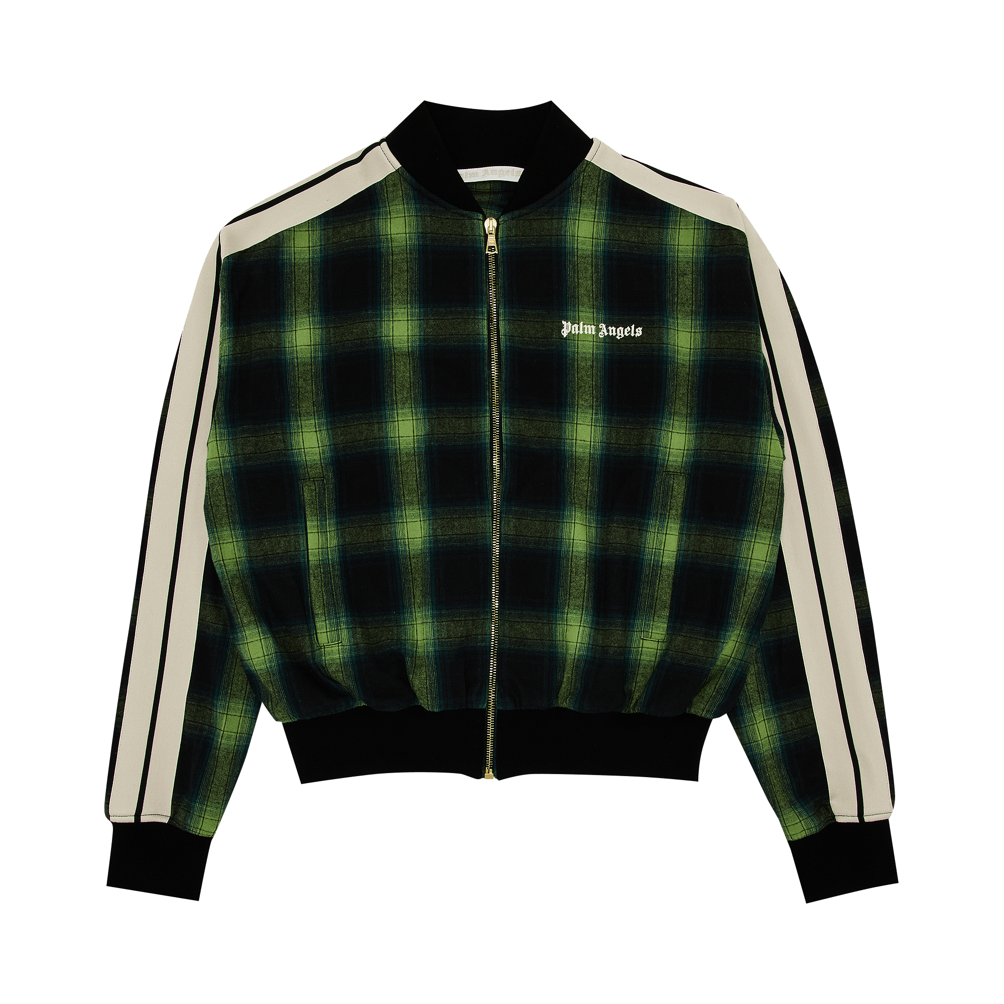 Palm Angels Classic Logo Check Bomber Jacket 'Green/Off White'