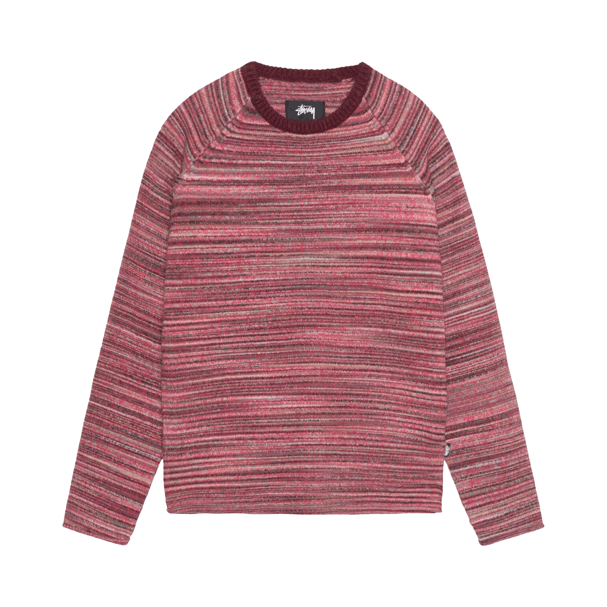 Stussy Textured Knit Contrast Collar Crew 'Red Multi'