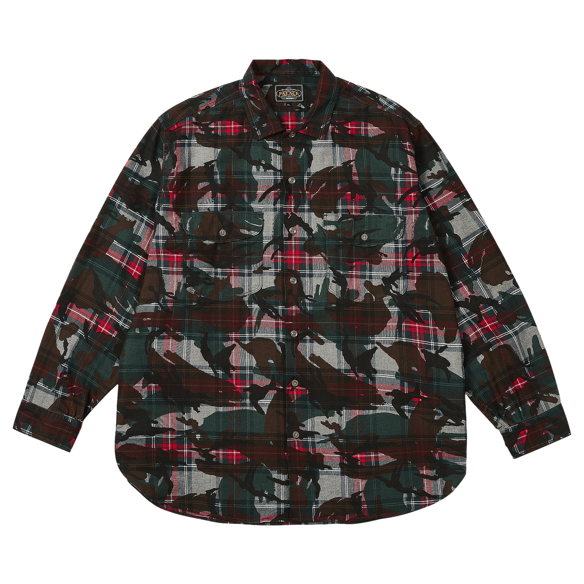 Palace x Beams Plus Work Shirt 'Grey Tartan Camo'