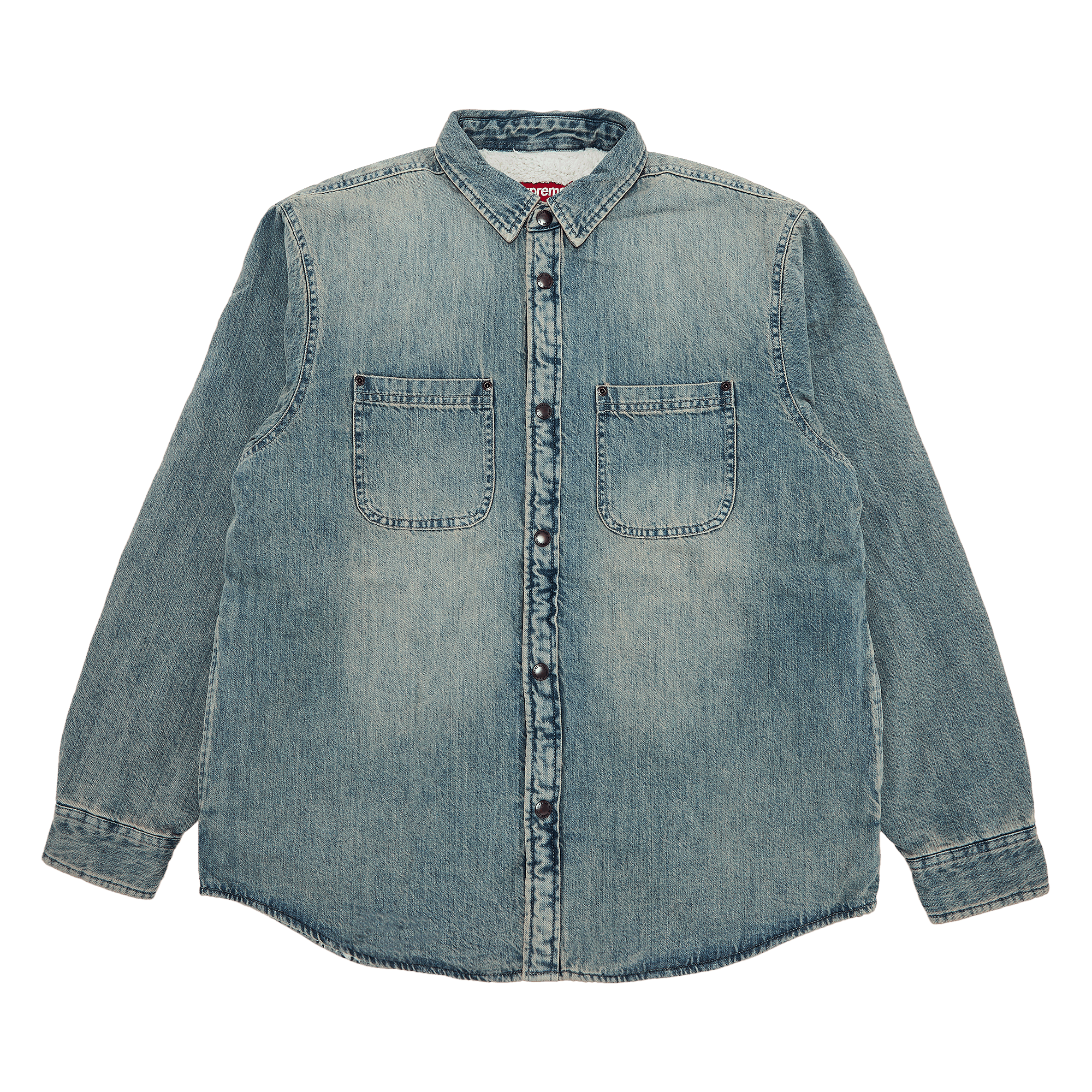 Supreme Faux Shearling Lined Work Shirt 'Washed Indigo Denim'