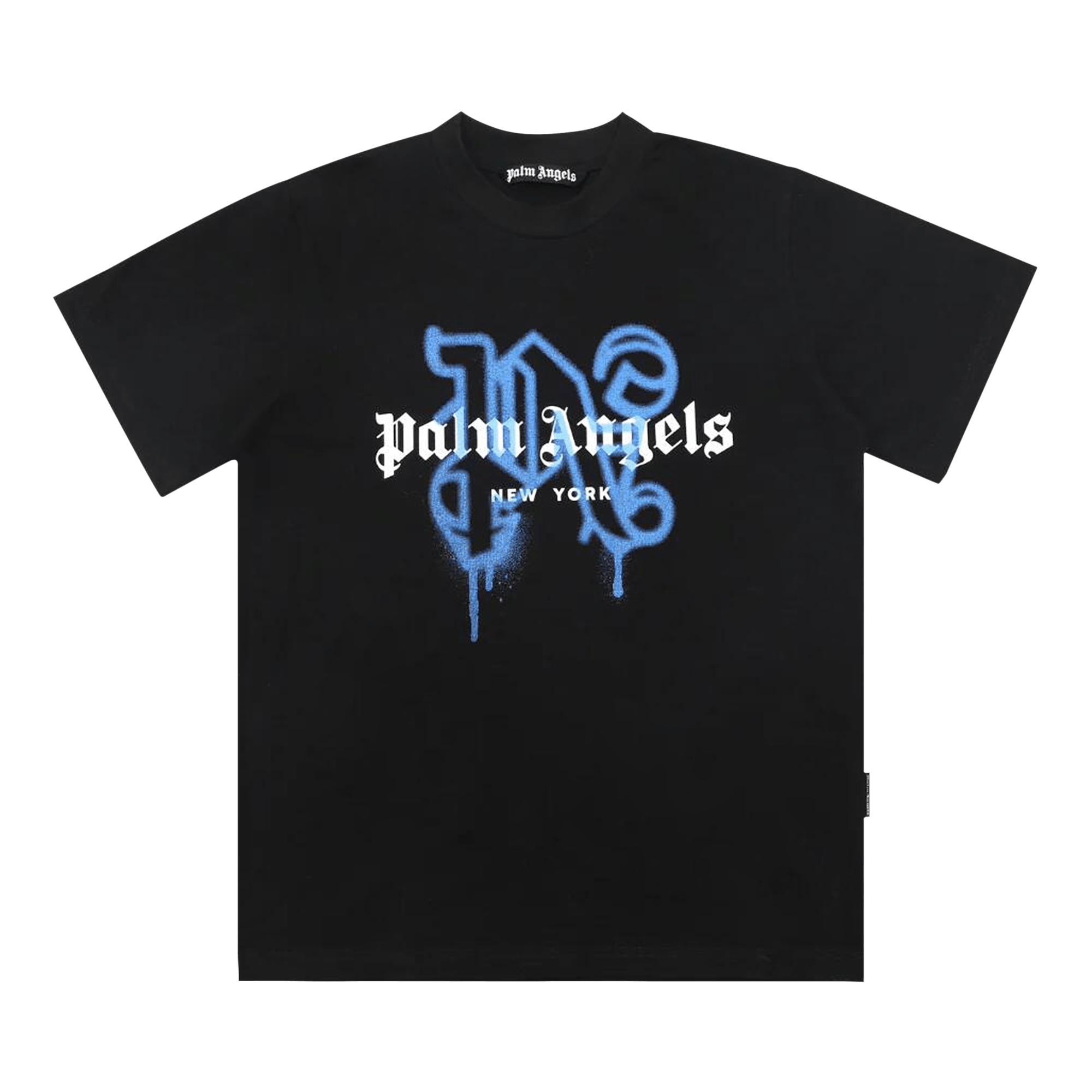 Palm Angels NY Monogram Spray Tee 'Black/Blue'