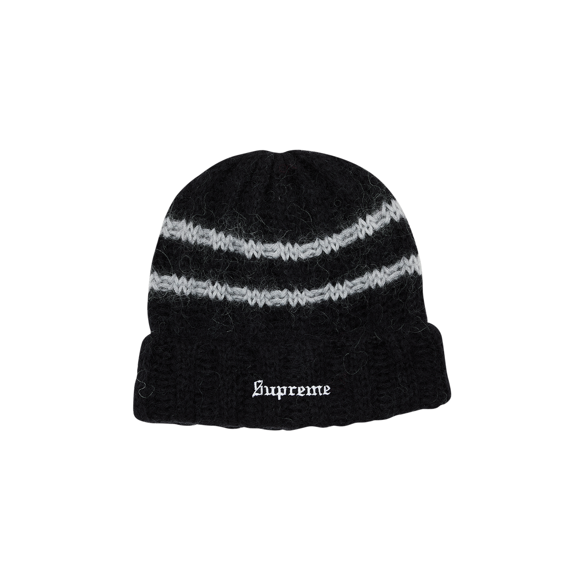 Supreme Brushed Stripe Beanie 'Black'