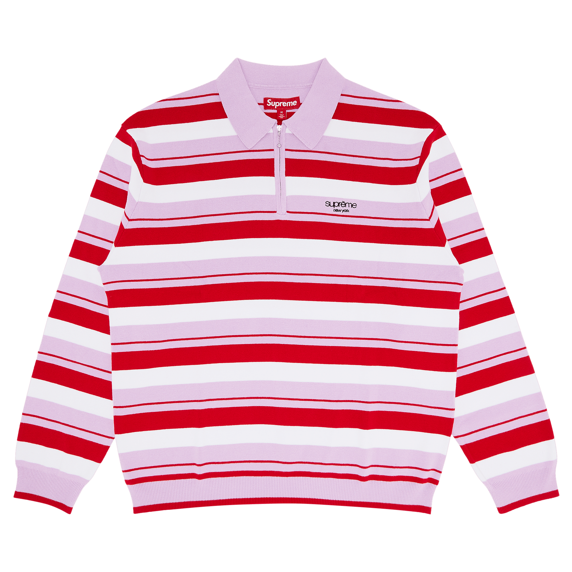 Supreme Stripe Zip Long-Sleeve Polo 'Light Purple'