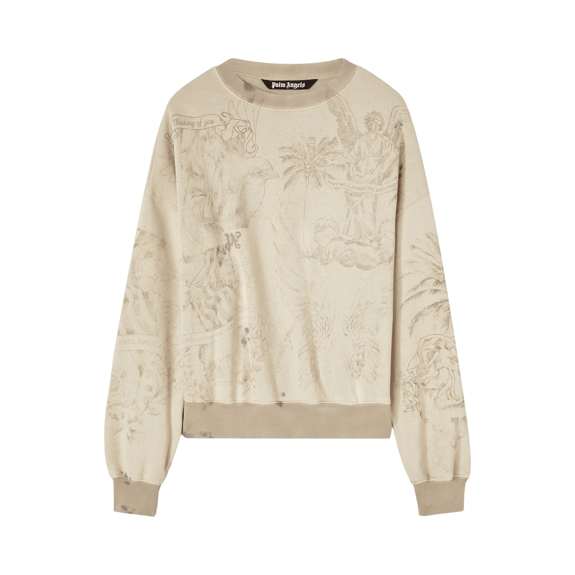Palm Angels Pencil All Over Crew Sweatshirt 'Off White'