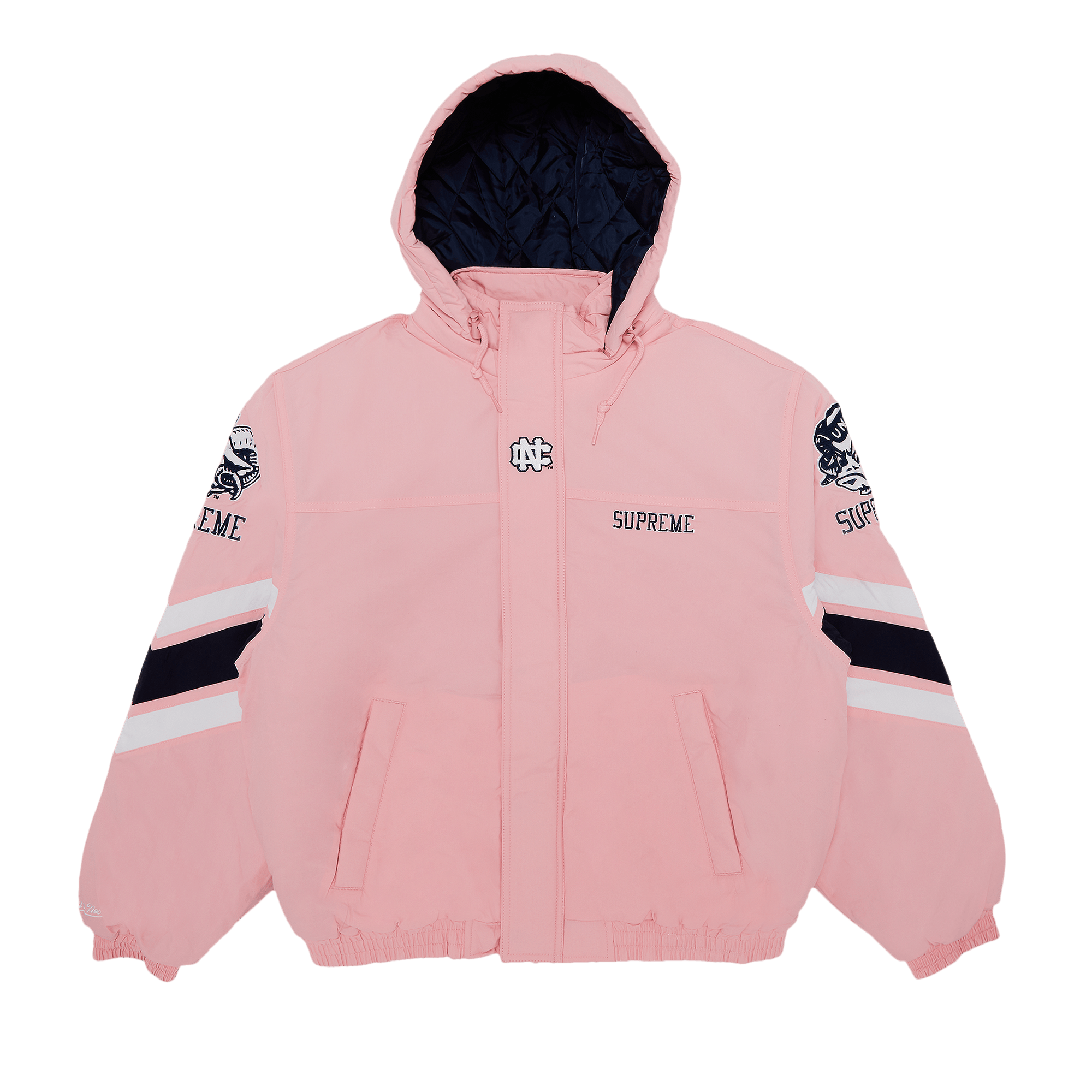 Supreme x Mitchell & Ness NCAA Hooded Stadium Jacket 'Pink'