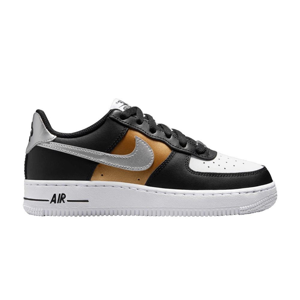 Nike Air Force 1 Low GS 'Black Gold Metallic Silver'