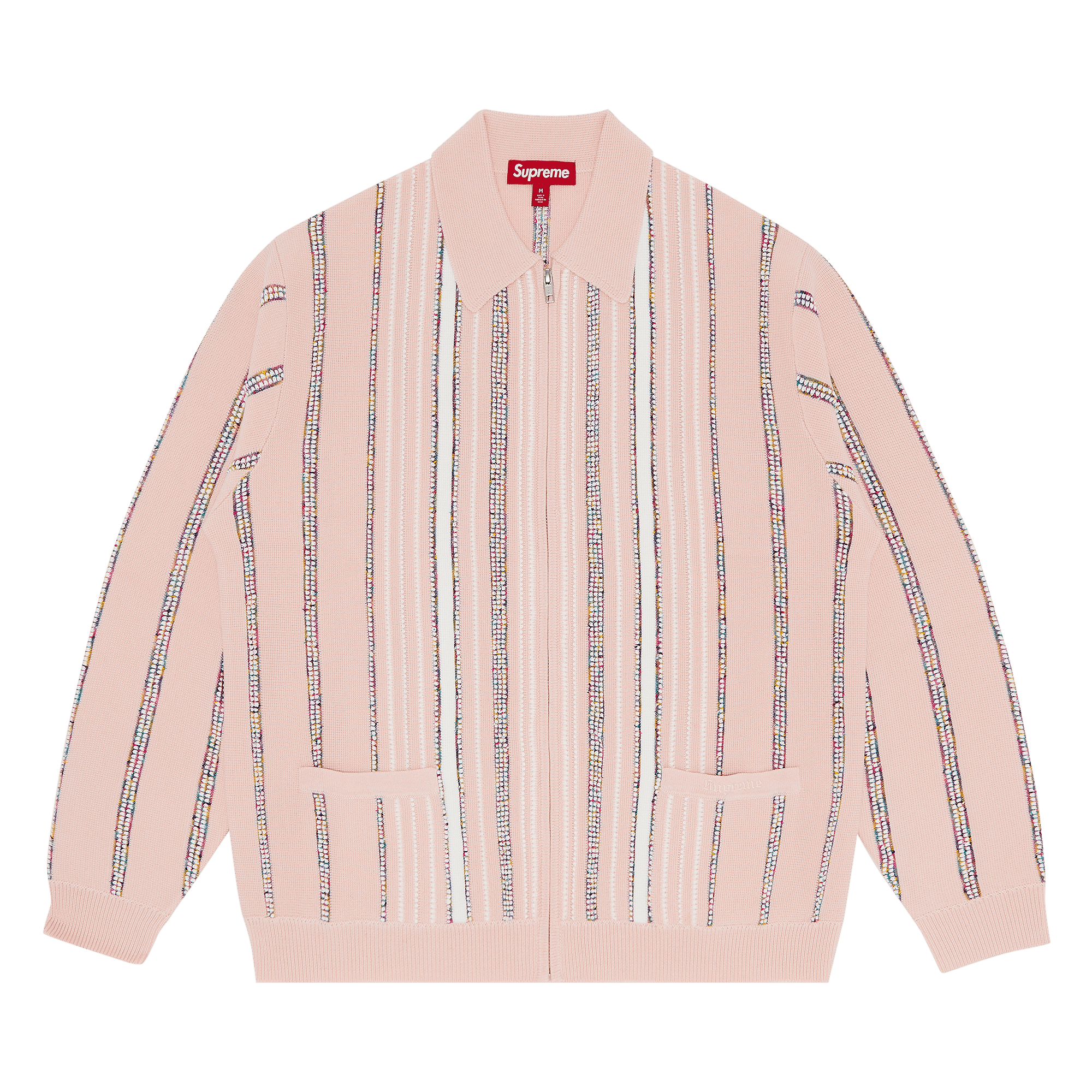 Supreme Speckle Stripe Zip Up Cardigan 'Pink'