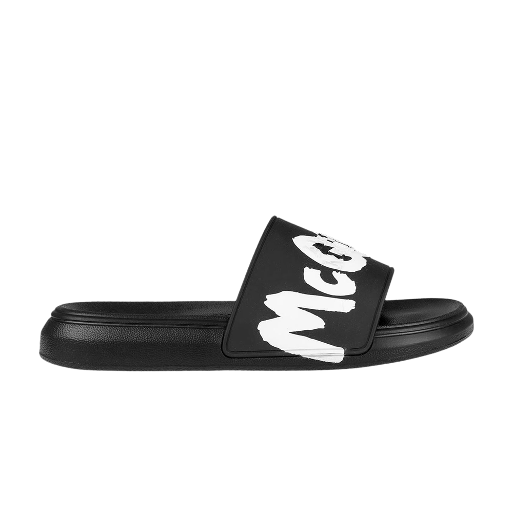 Alexander McQueen Wmns Rubber Pool Slide 'Graffiti Logo - Black White'
