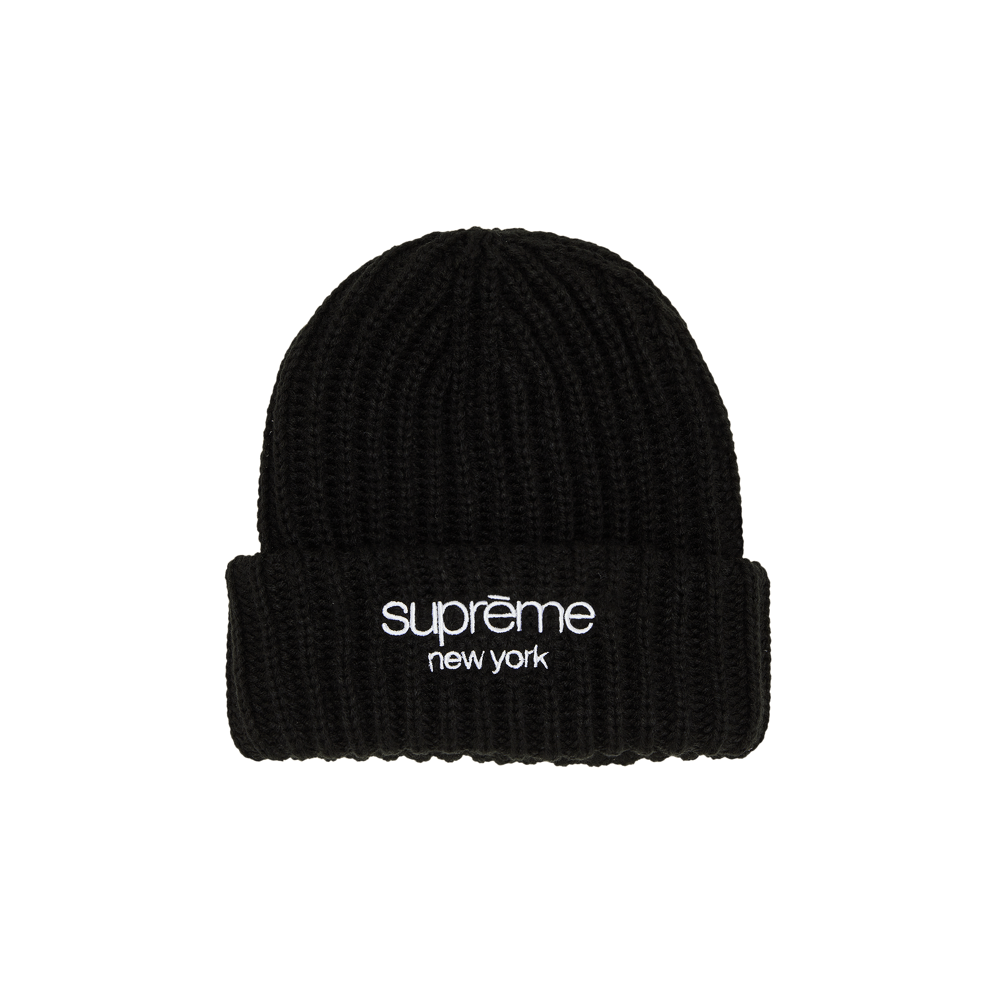 Supreme Classic Logo Chunky Ribbed Beanie 'Black'