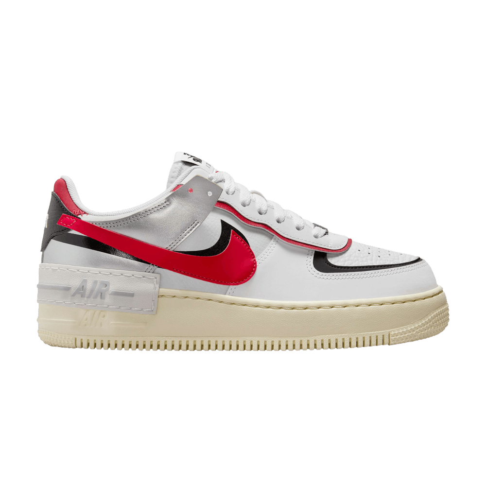 Nike Wmns Air Force 1 Shadow 'White Red Metallic Silver'