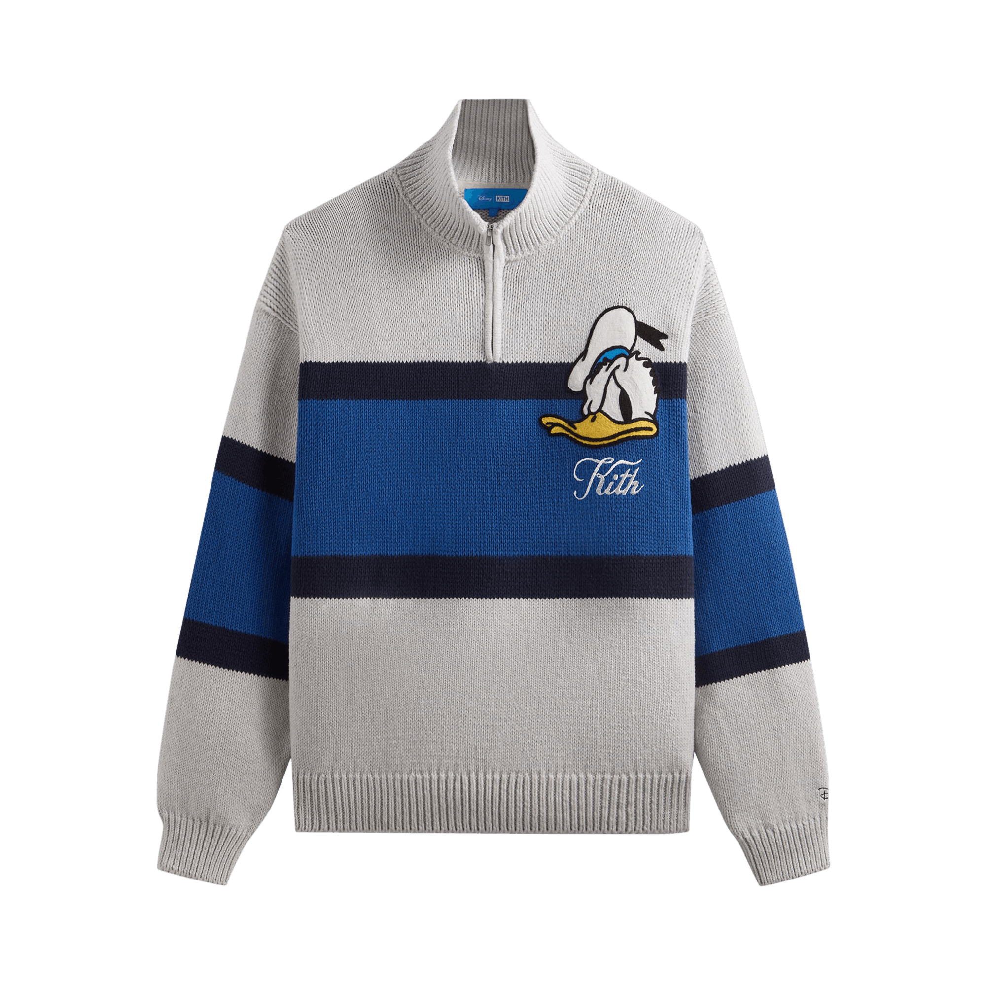 Kith x Disney Donald Duck Quarter Zip Wyona Sweater 'Light Heather Grey'
