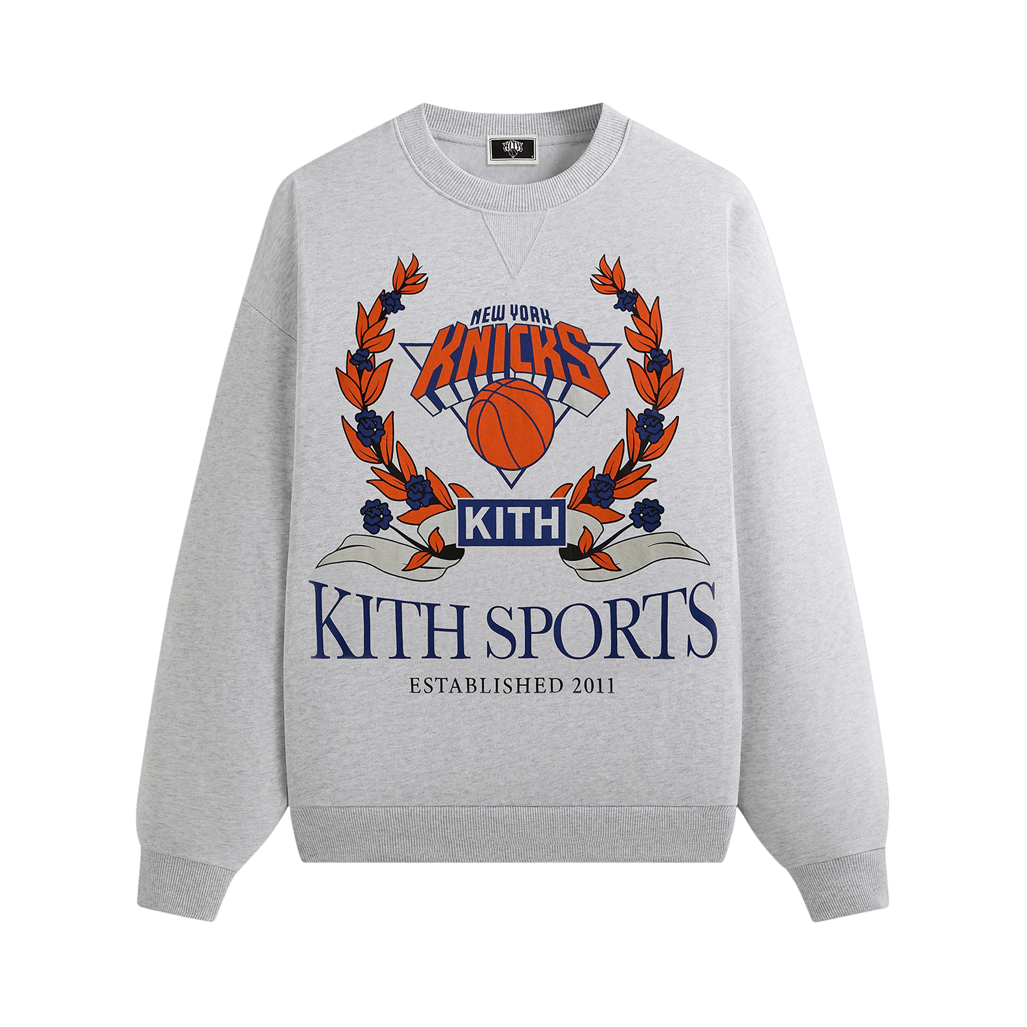 Kith For The New York Knicks Laurel Vintage Nelson Crewneck 'Light Heather Grey'