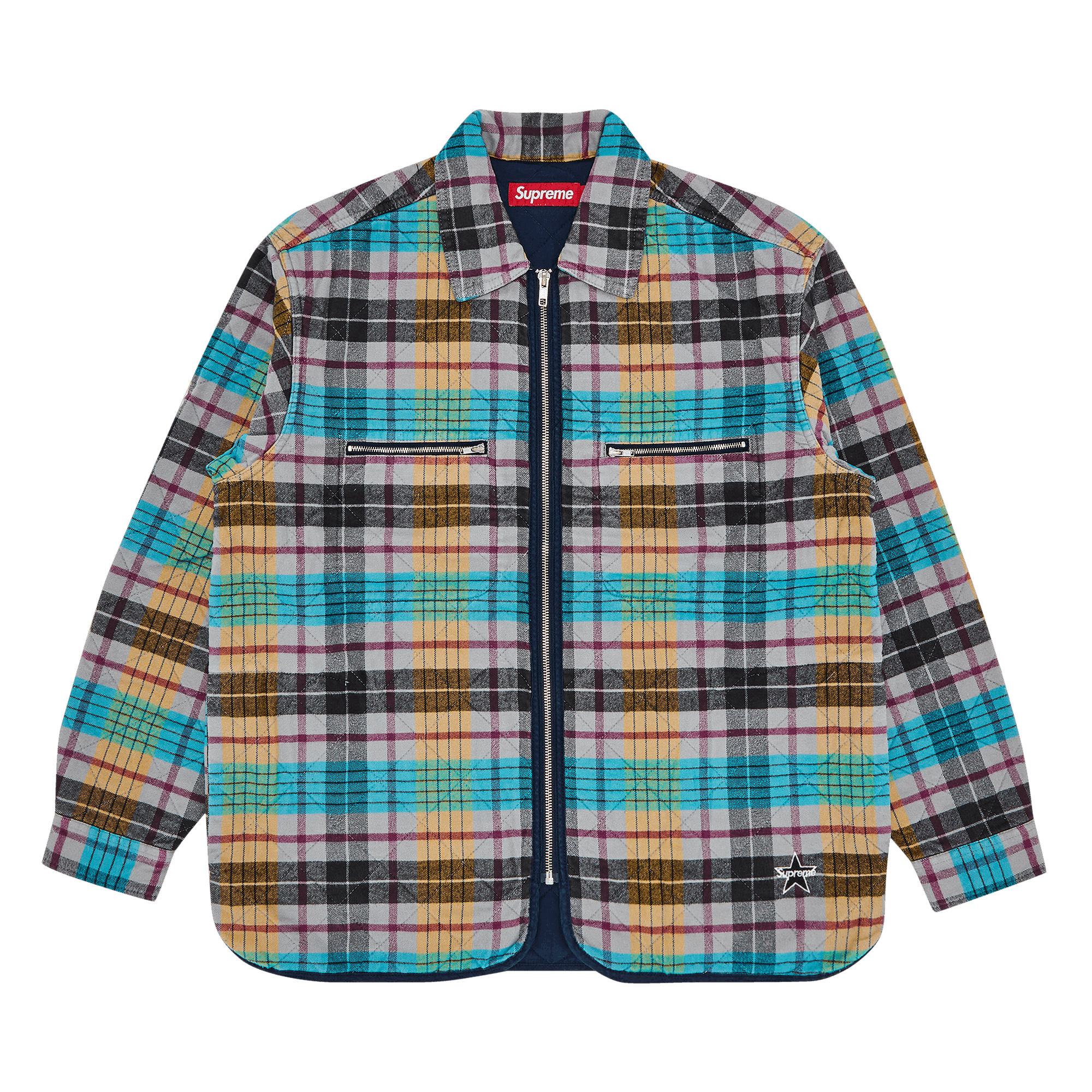 Supreme Quilted Flannel Zip Up Shirt 'Yellow'