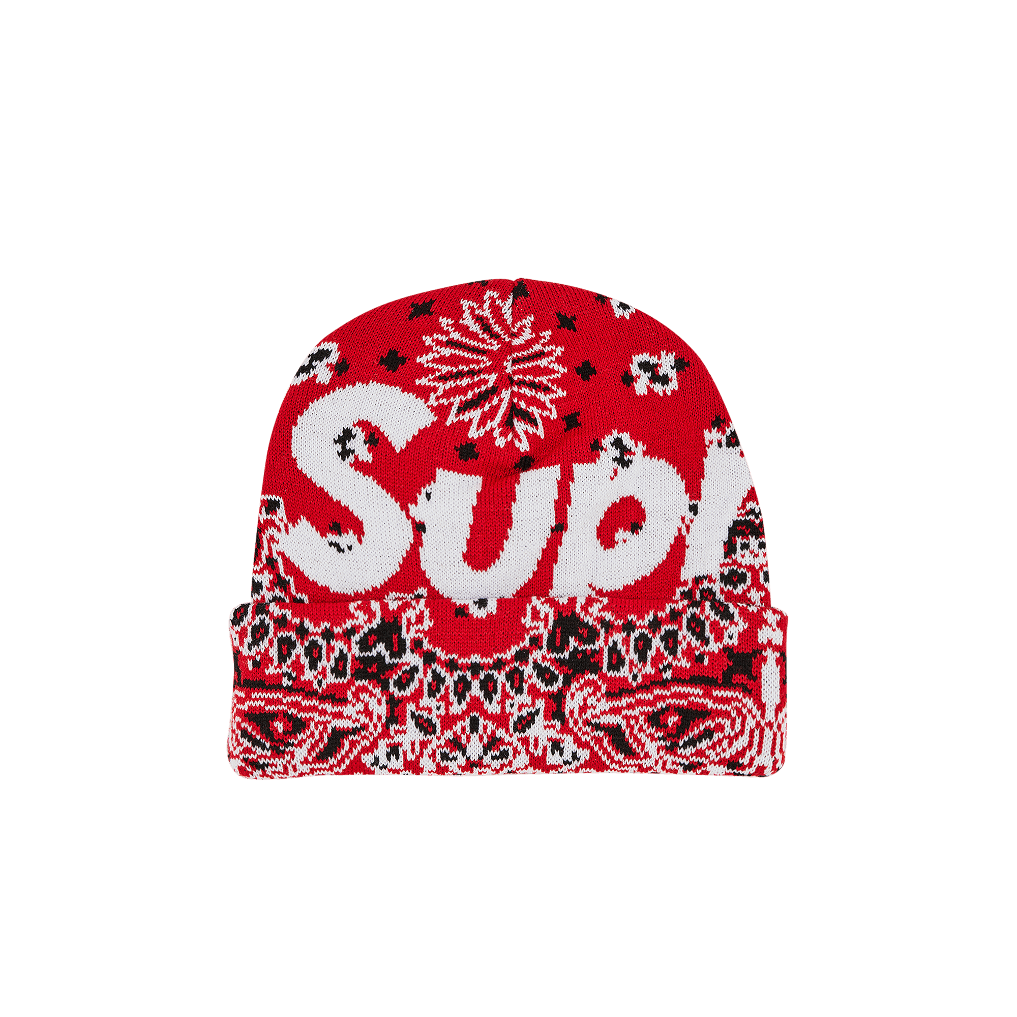 Supreme Bandana Big Logo Beanie 'Red'