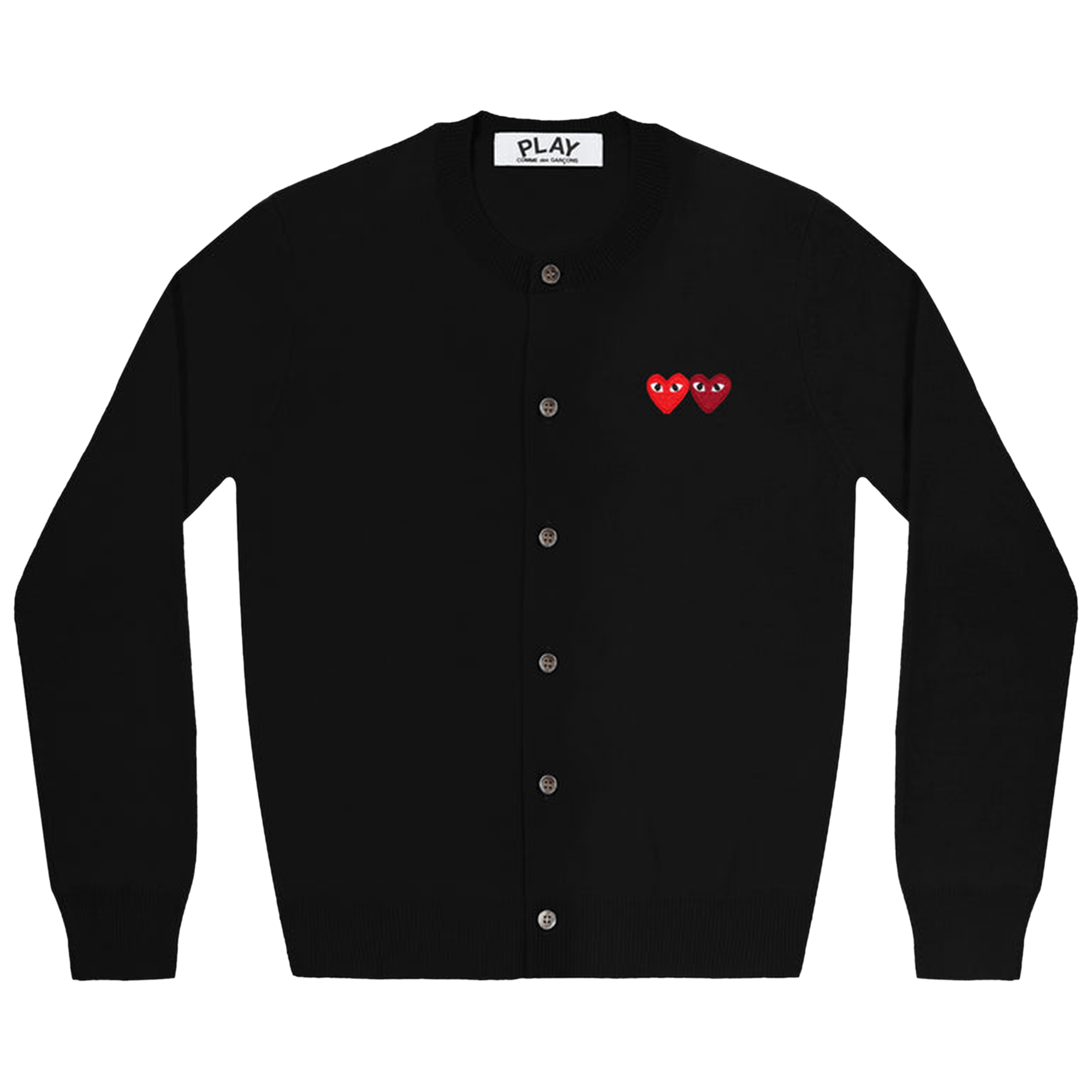 Comme des Garçons PLAY Wool Layered Double Heart Cardigan 'Black'