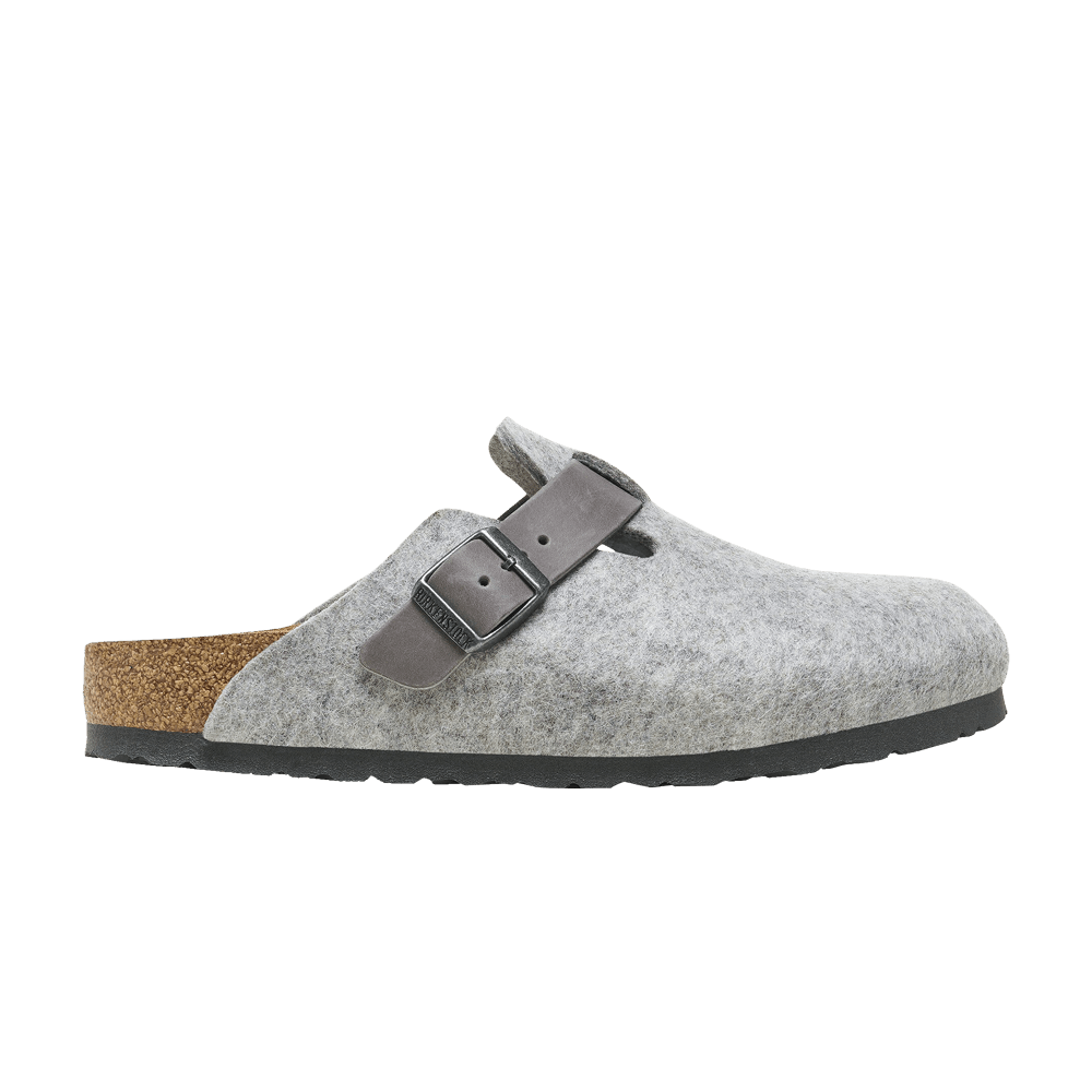 Birkenstock Boston Natural Leather-Felt 'Light Grey'