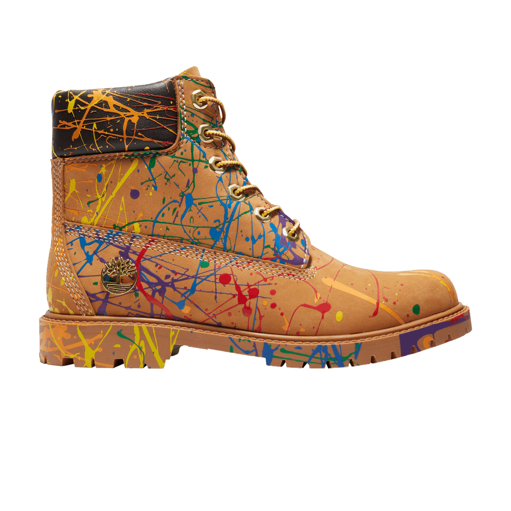 Timberland Wmns 6 Inch Premium Boot 'Wheat Paint Splatter'
