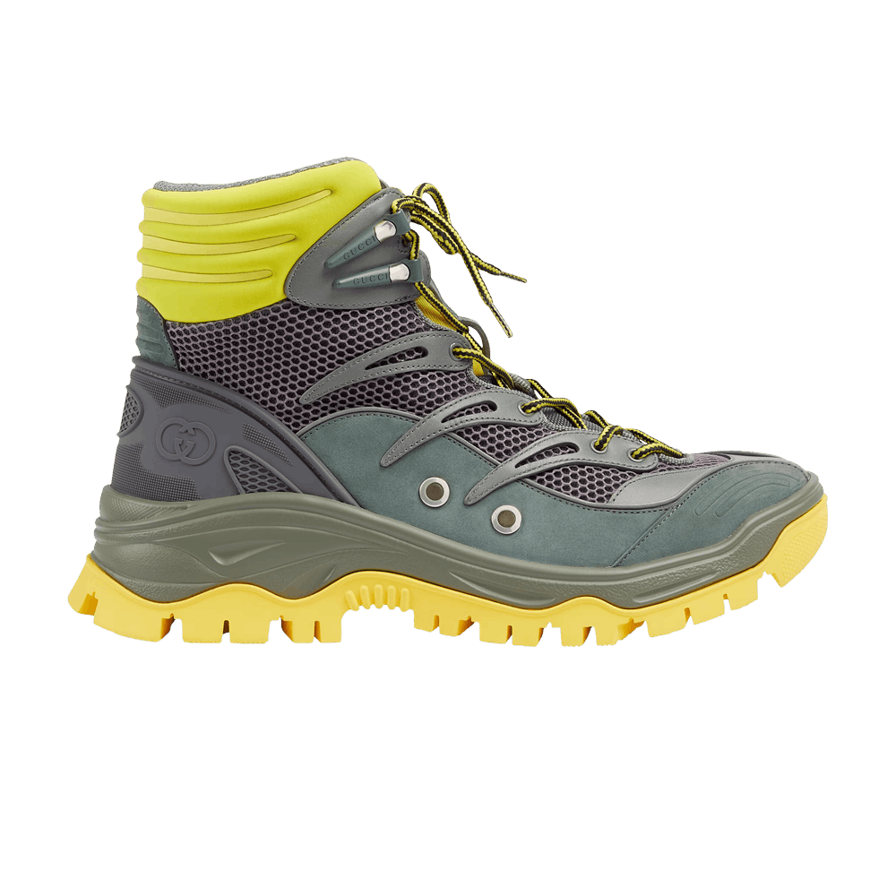 Gucci Lace Up Boot 'Grey Dark Green Yellow'