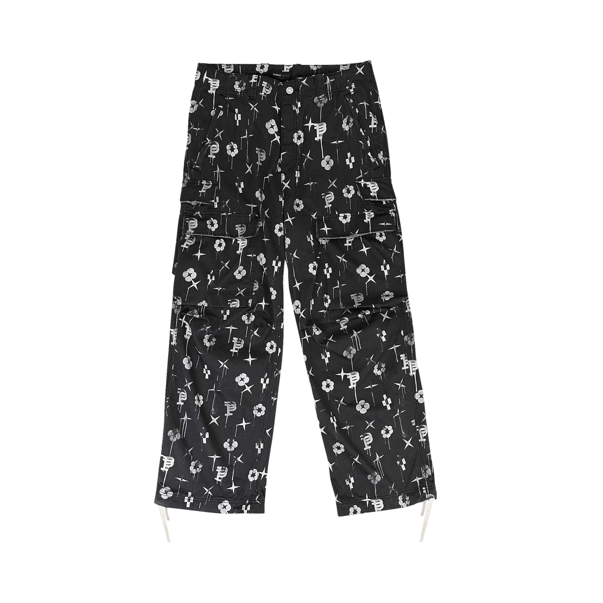 PURPLE BRAND Double Pocket Cargo Pants 'Black'