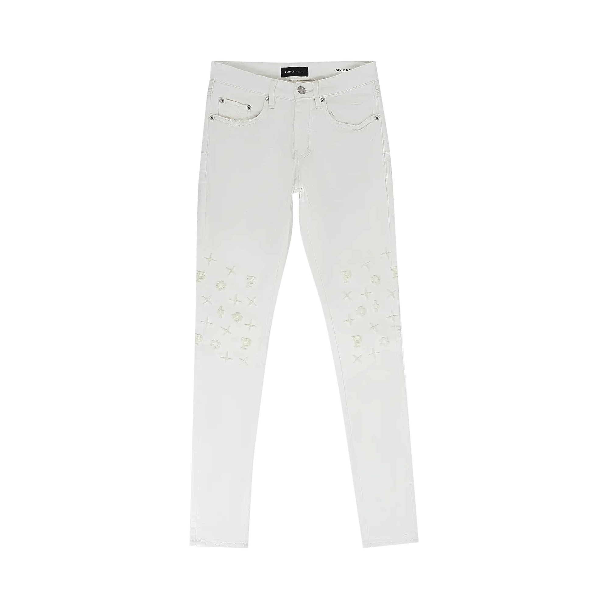 PURPLE BRAND Tuffetage Monogram Skinny Jeans 'White'