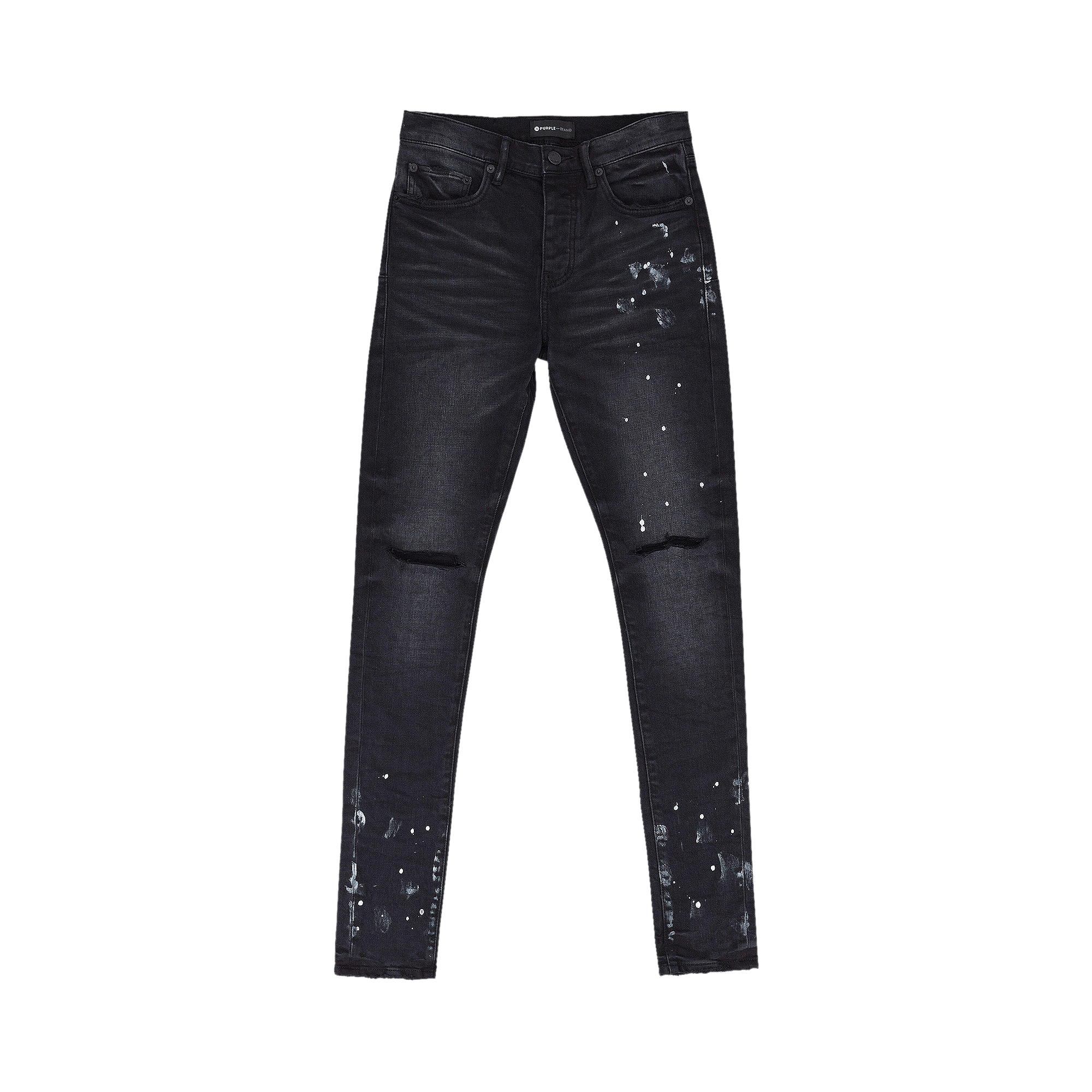 PURPLE BRAND Resin Knee Slit Skinny Jeans 'Black'