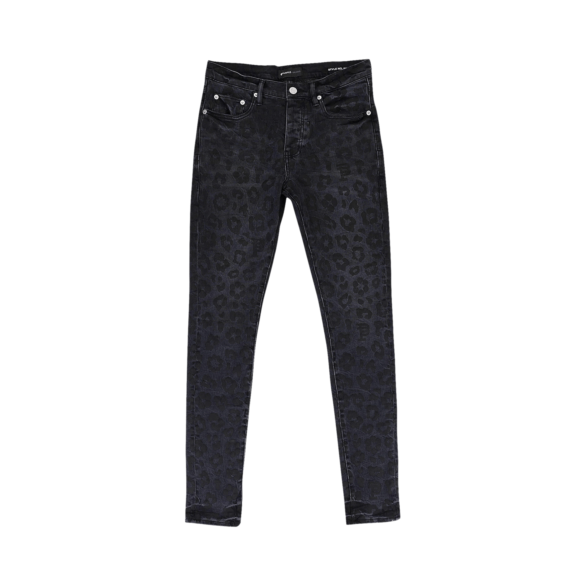 PURPLE BRAND Monogram Leopard Print Skinny Jeans 'Black'