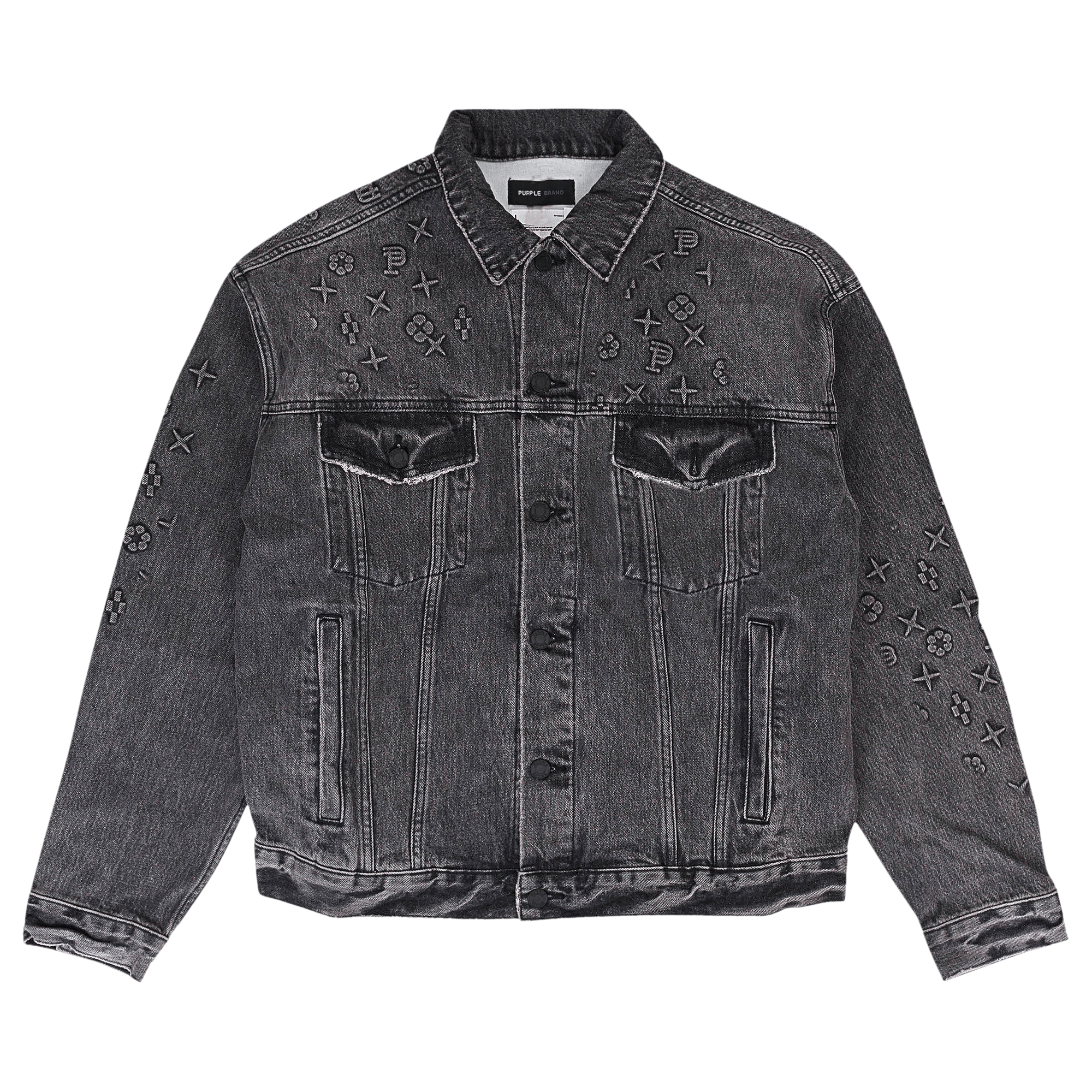 PURPLE BRAND Embossed Denim Jacket 'Black'