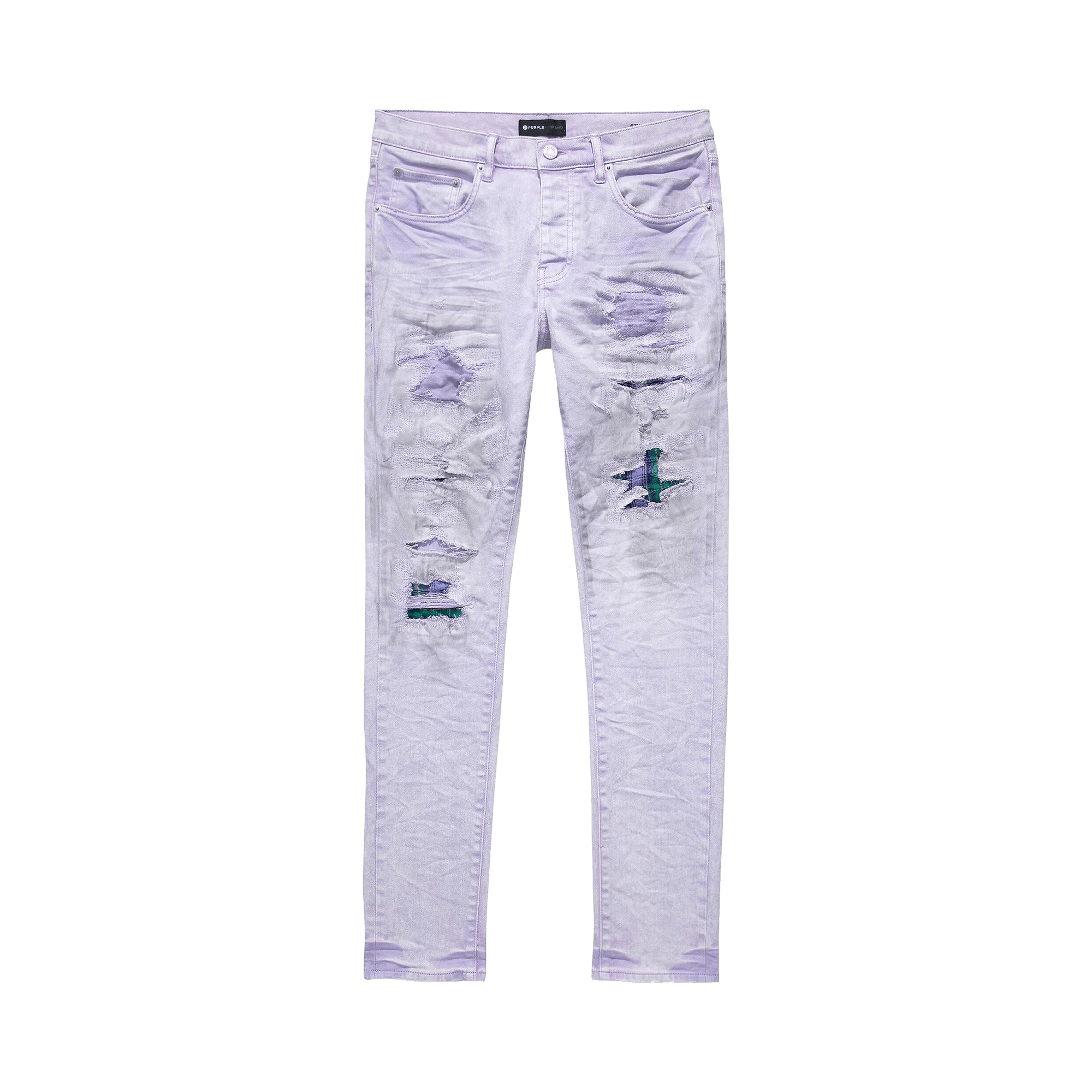 PURPLE BRAND Heavy Repair With Plaid Patch Skinny Jeans 'Lavender'