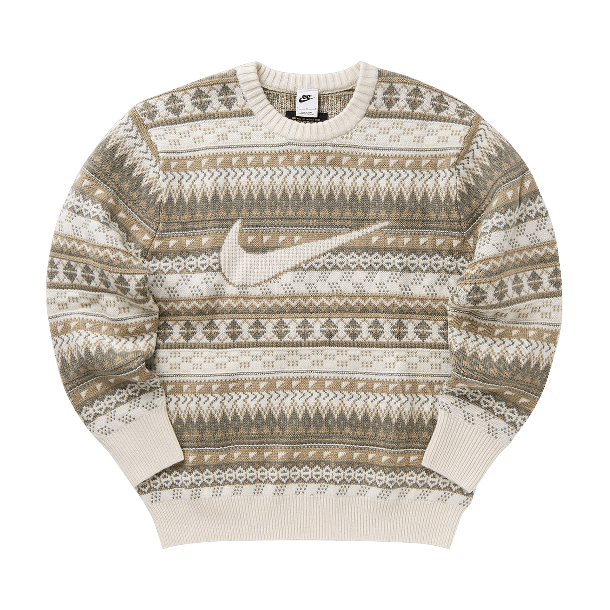 Nike Fair Isle Swoosh Sweater 'Light Orewood Brown/Sail/Khaki'